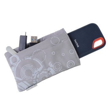 Hama Festplattentasche Tasche Print Grau 1,8" Case Schutz-Hülle Cover, Tragegurt Aufbewahrung 1,8" Zoll externe HDD tragbare Festplatte PC