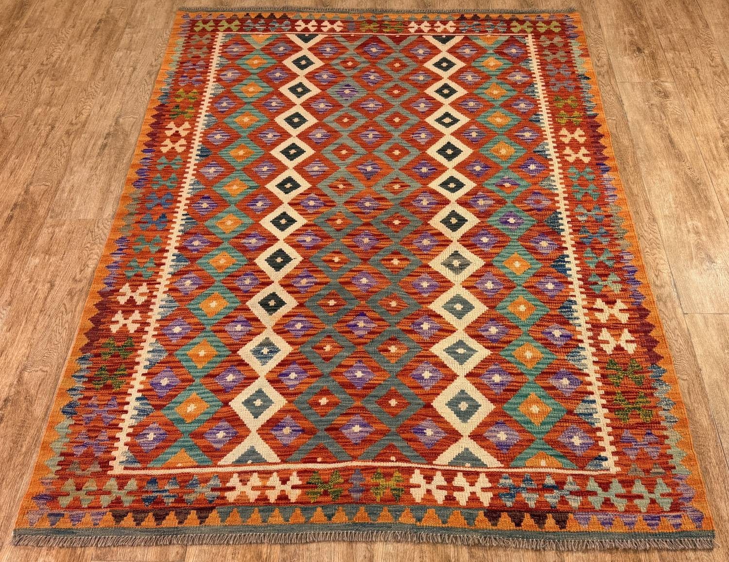 Rug Studios Teppich KELIM ORIGINAL HANDGEARBEITET, Rechteckig, Höhe: 5 mm, Handgefertigt, 150 x 204 cm, Multi