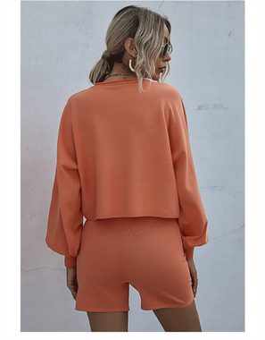 AFAZ New Trading UG Anzug Einfarbiger Sommer-Strickanzug für Damen mit Rundhalsausschnitt