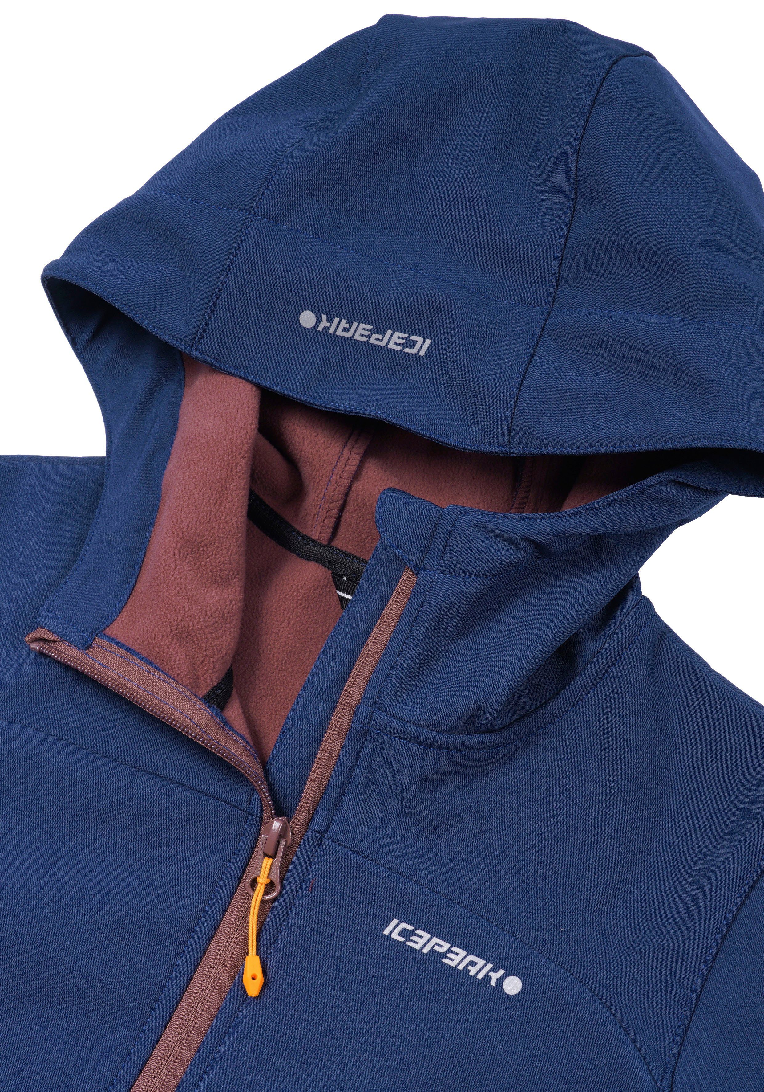 Icepeak Softshelljacke K Logoschriftzügen modischen SOFTSHELLJACKE BLUE1 KOBRYN mit