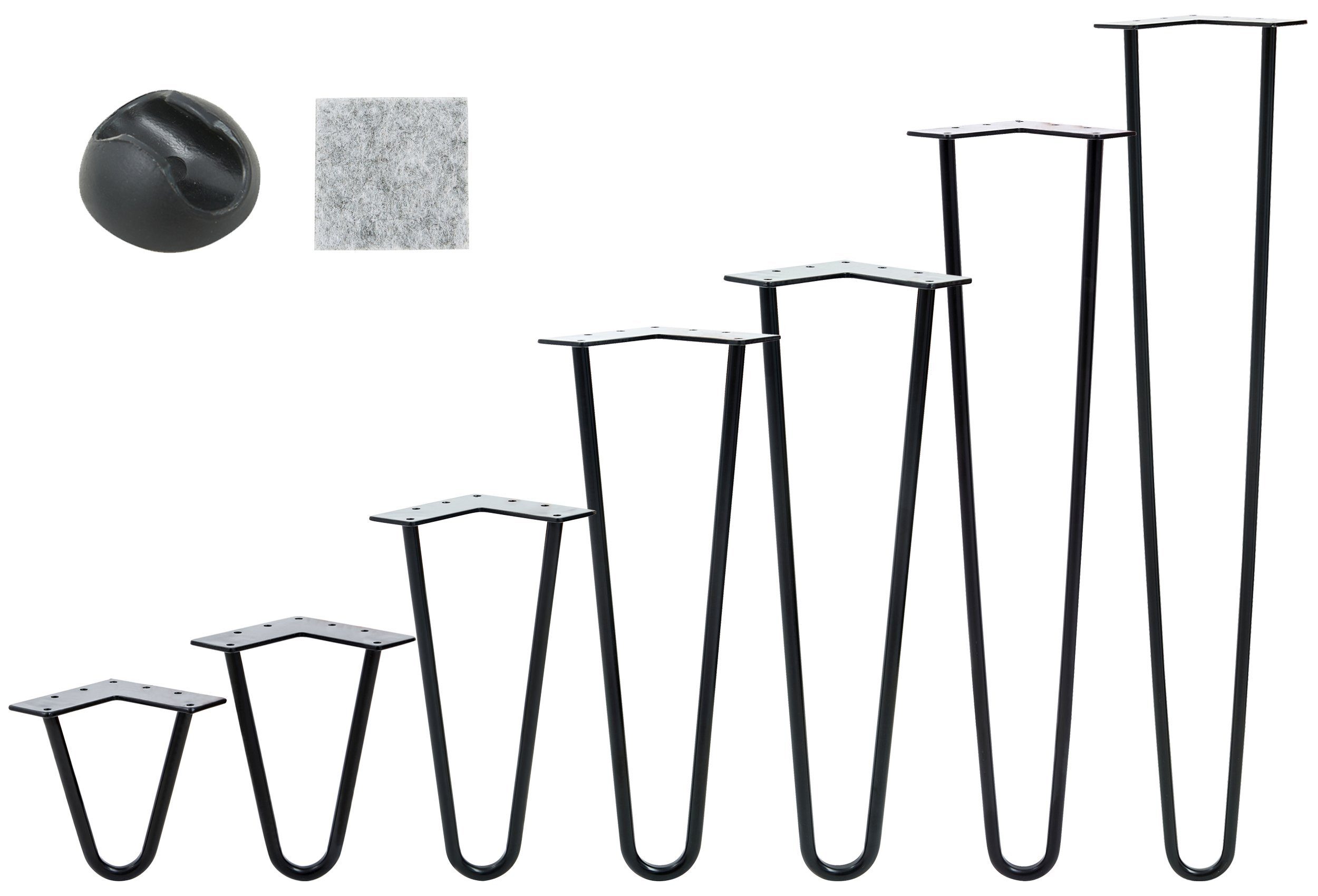 VENDOMNIA Tischbein Hairpin 4er Set, Metall, aus Stahl, 2 oder 3 Streben, Größenwahl, Haarnadel Möbelfüße,Hairpin Legs Tischgestell,Couchtisch, Schreibtisch