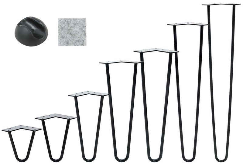 VENDOMNIA Tischbein Hairpin 4er Set, Metall, aus Stahl, 2 oder 3 Streben, Größenwahl, Haarnadel Ніжки для меблів,Hairpin Legs Tischgestell,Couchtisch, Schreibtisch