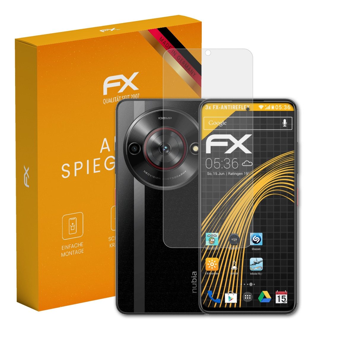 atFoliX Schutzfolie für Nubia Focus 5G, (3 Folien), Entspiegelnd und stoßdämpfend