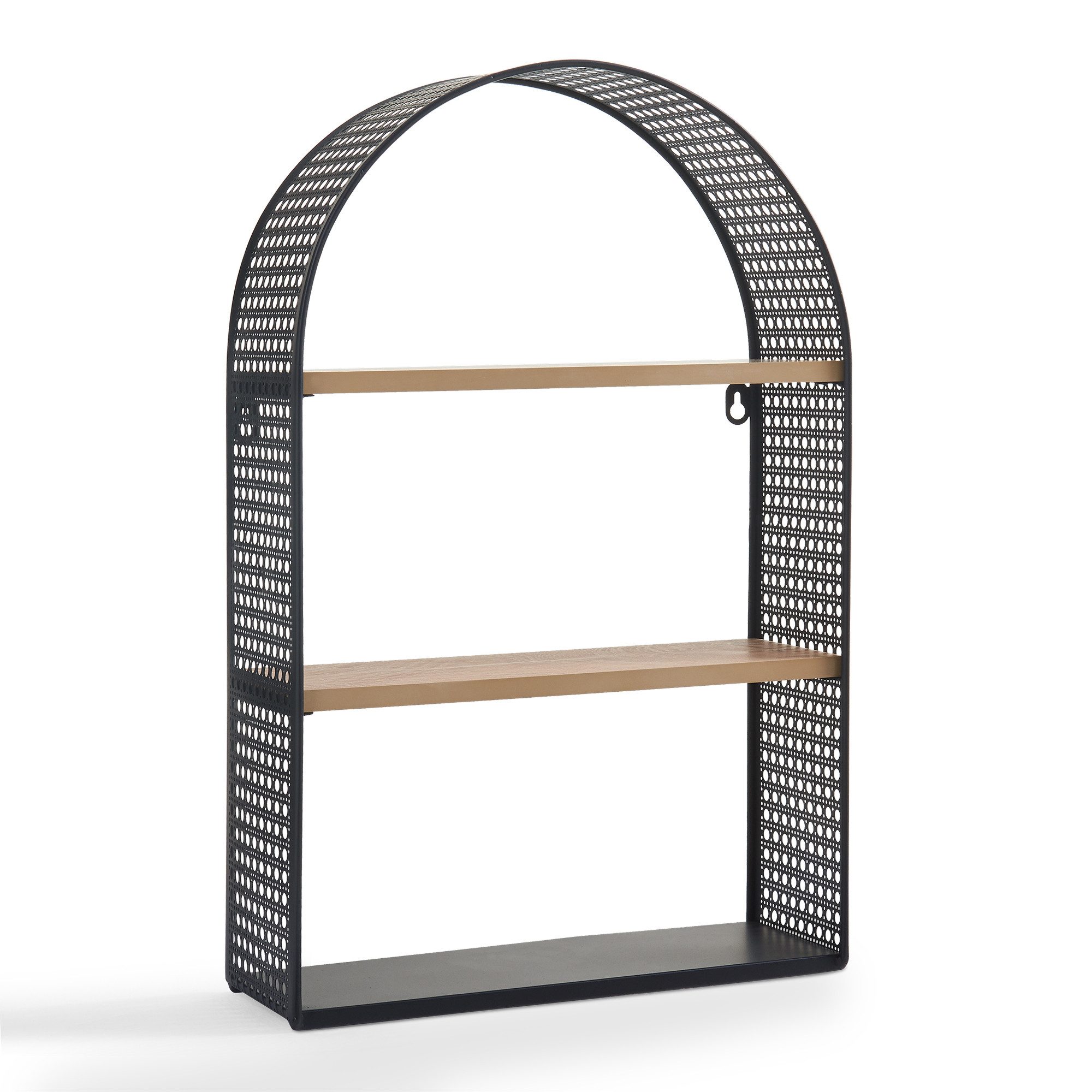en.casa Wandregal, »Jäller« mit 3 Ablagen Metall 53 x 35 x 14 cm Schwarz