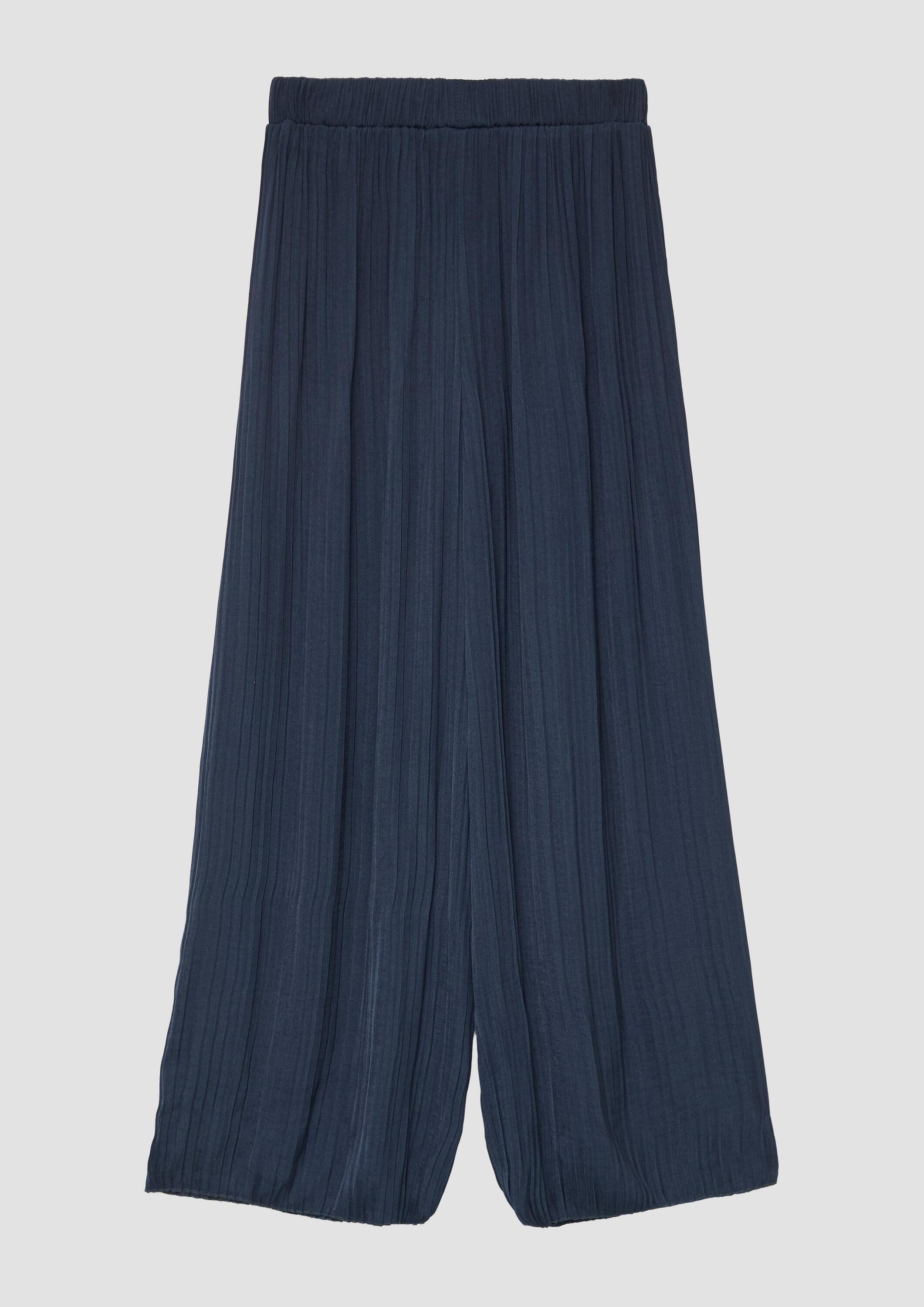 s.Oliver Chinos Hose Plissierte Wide-Leg-Hose mit hohem Bund