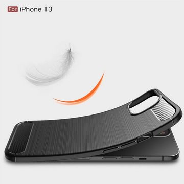 CoverKingz Handyhülle Hülle für Apple iPhone 13 Handyhülle Silikon Case Cover Bumper Etui 15,49 cm (6,1 Zoll), Handyhülle Bumper Silikoncover Softcase Carbonfarben