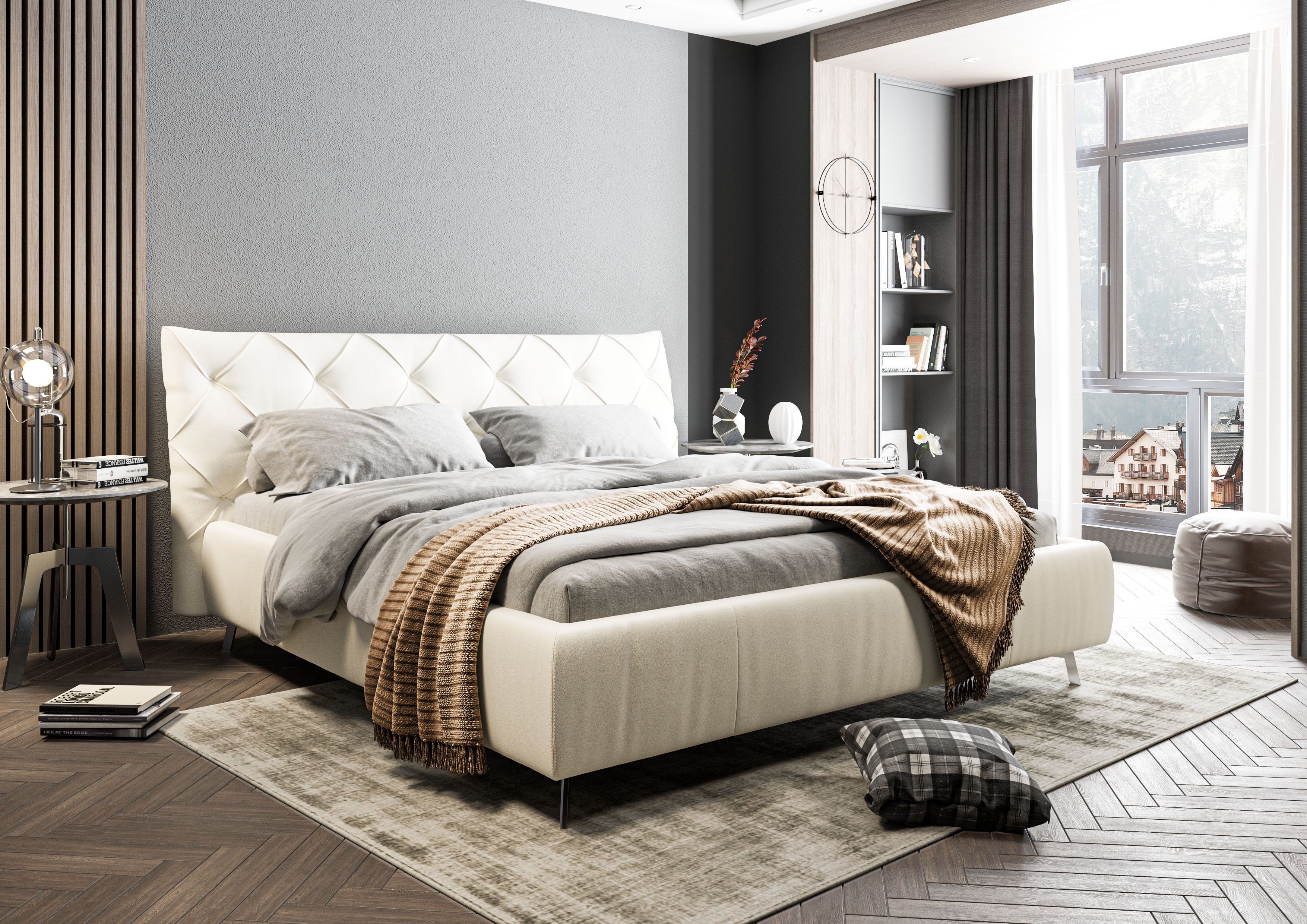 Home affaire Polsterbett Elloree in 4 Breiten bis 200cm, auch in Leder, Kopfteilhöhe 105cm, belastbar bis 280 kg, auch in Überlänge 220cm