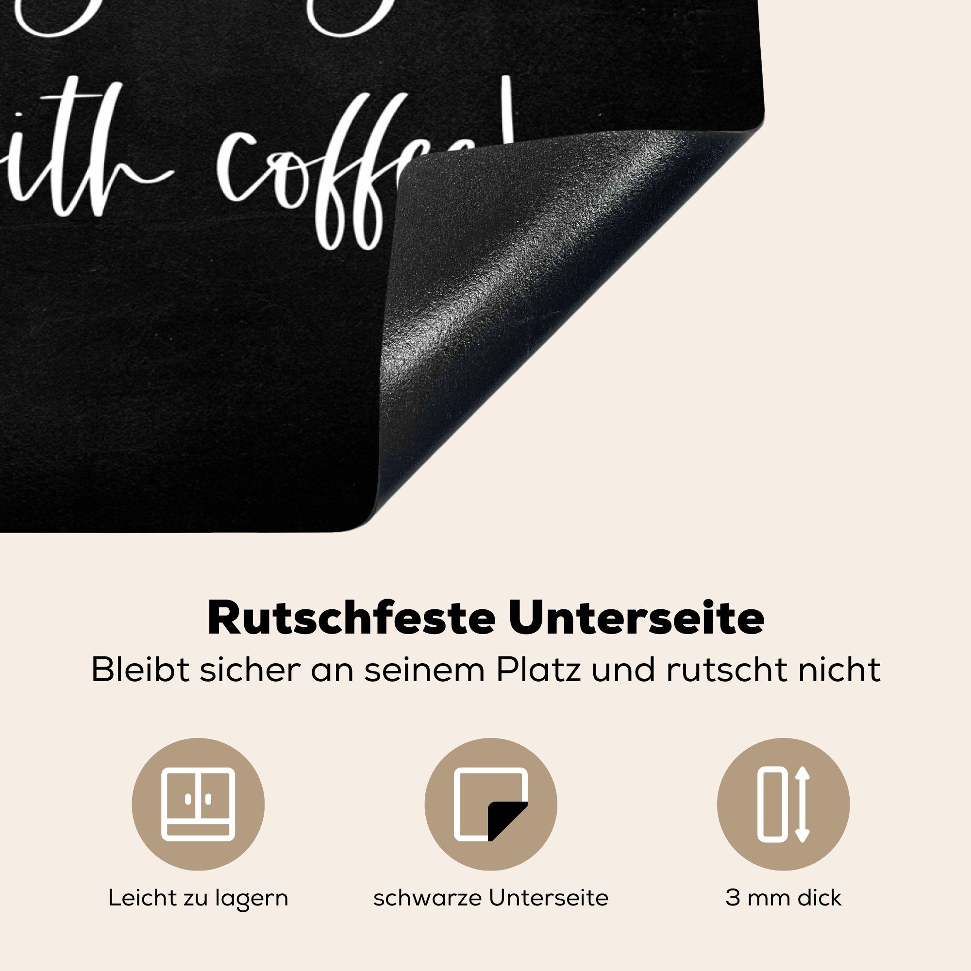 - tlg), -, Ein - guter (1 Vinyl, 70x52 Tag Kochfeld MuchoWow Kaffee! nutzbar, beginnt Mobile Induktionsschutz cm, Arbeitsfläche mit Herdblende-/Abdeckplatte Ceranfeldabdeckung