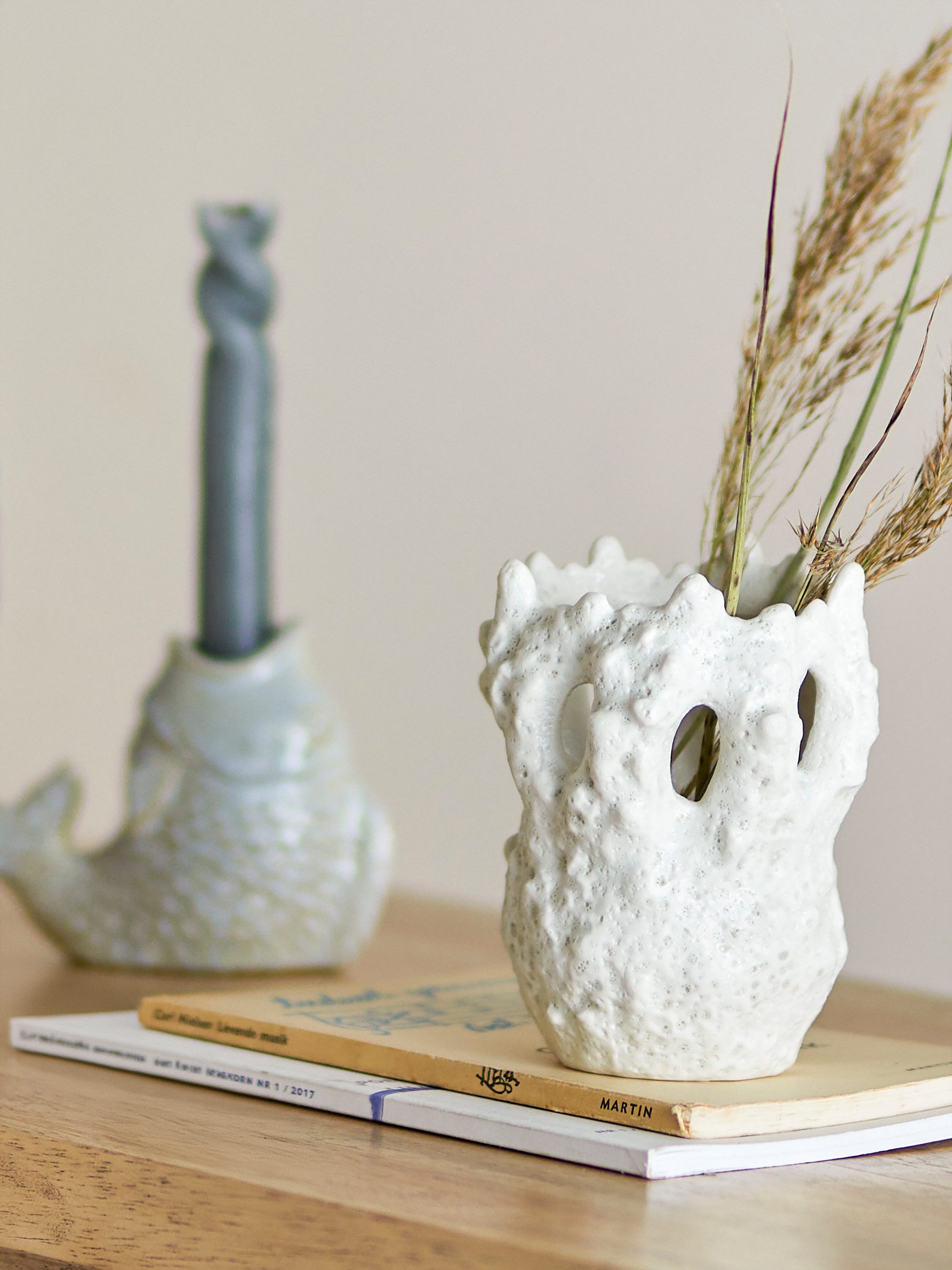 Bloomingville Dekovase Bloomingville Fianna Vase, Weiß, Ø 10 cm