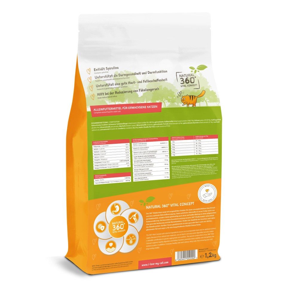 Bellfor I love my cat Trockenfutter für Katzen mit Insektenprotein - 1,2 kg, für: Katzen
