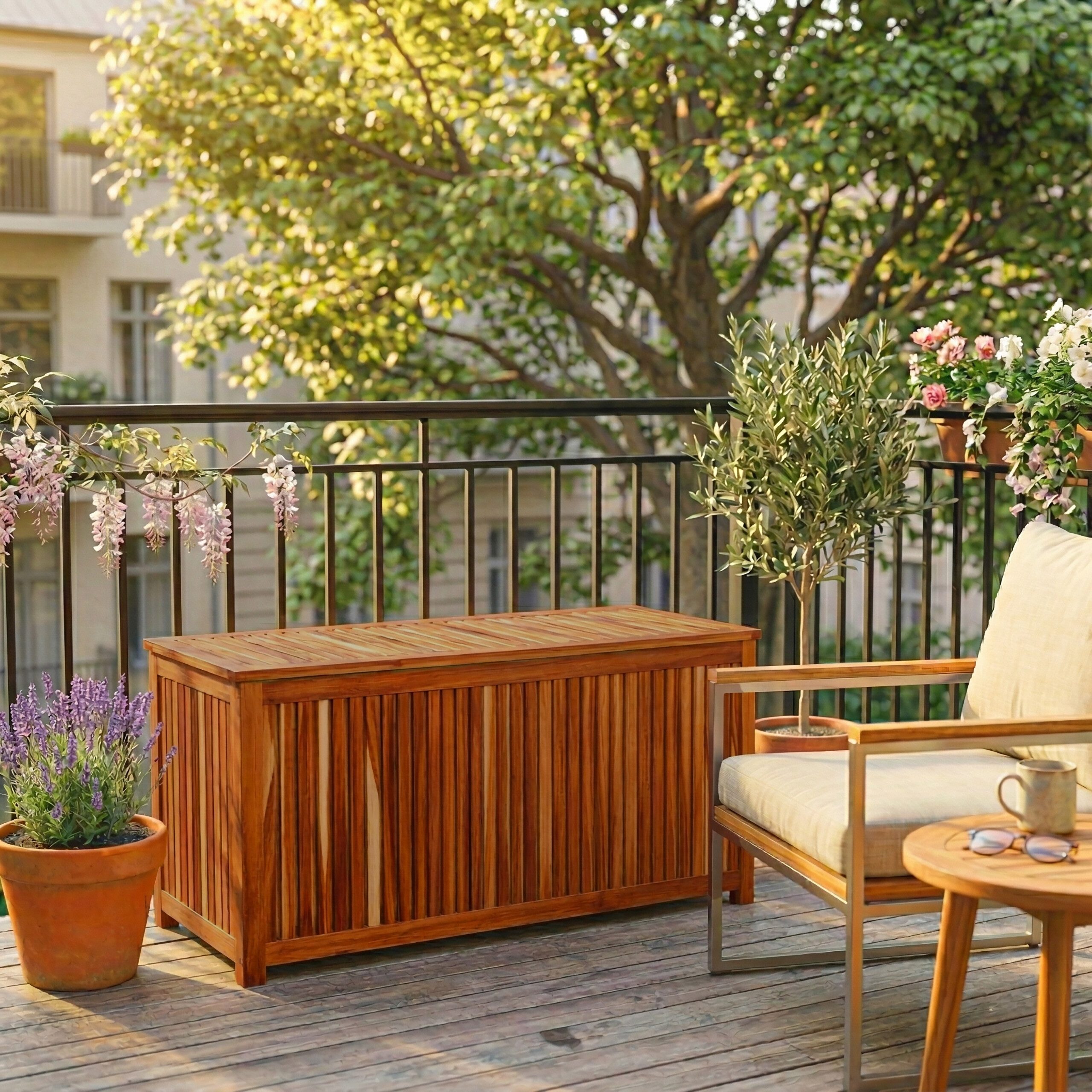 relaxdays Gartenbox Akazienholz, L