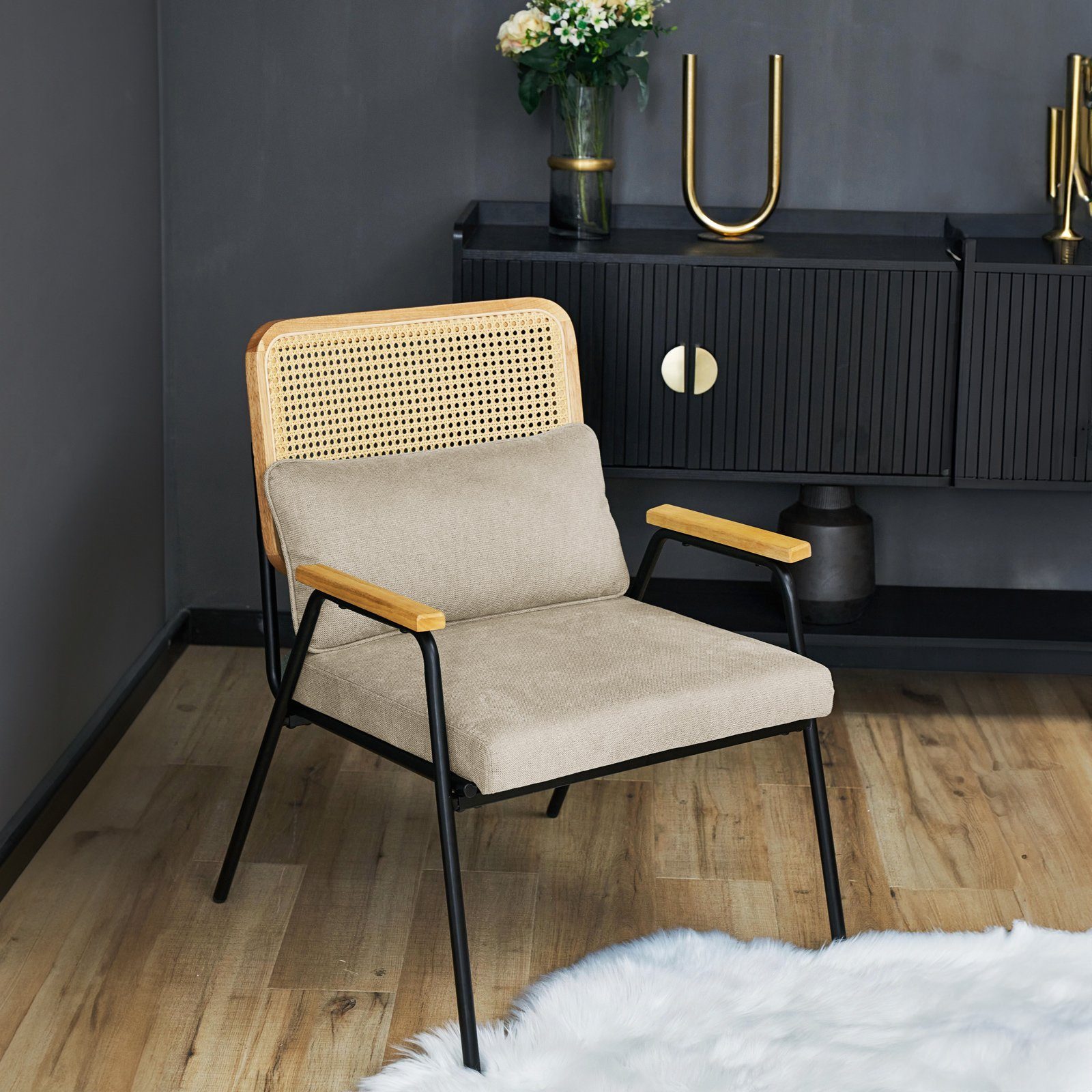 SVITA Loungesessel THEA, Loungestuhl,Holzdesign,Metallbeine,Braun günstig online kaufen