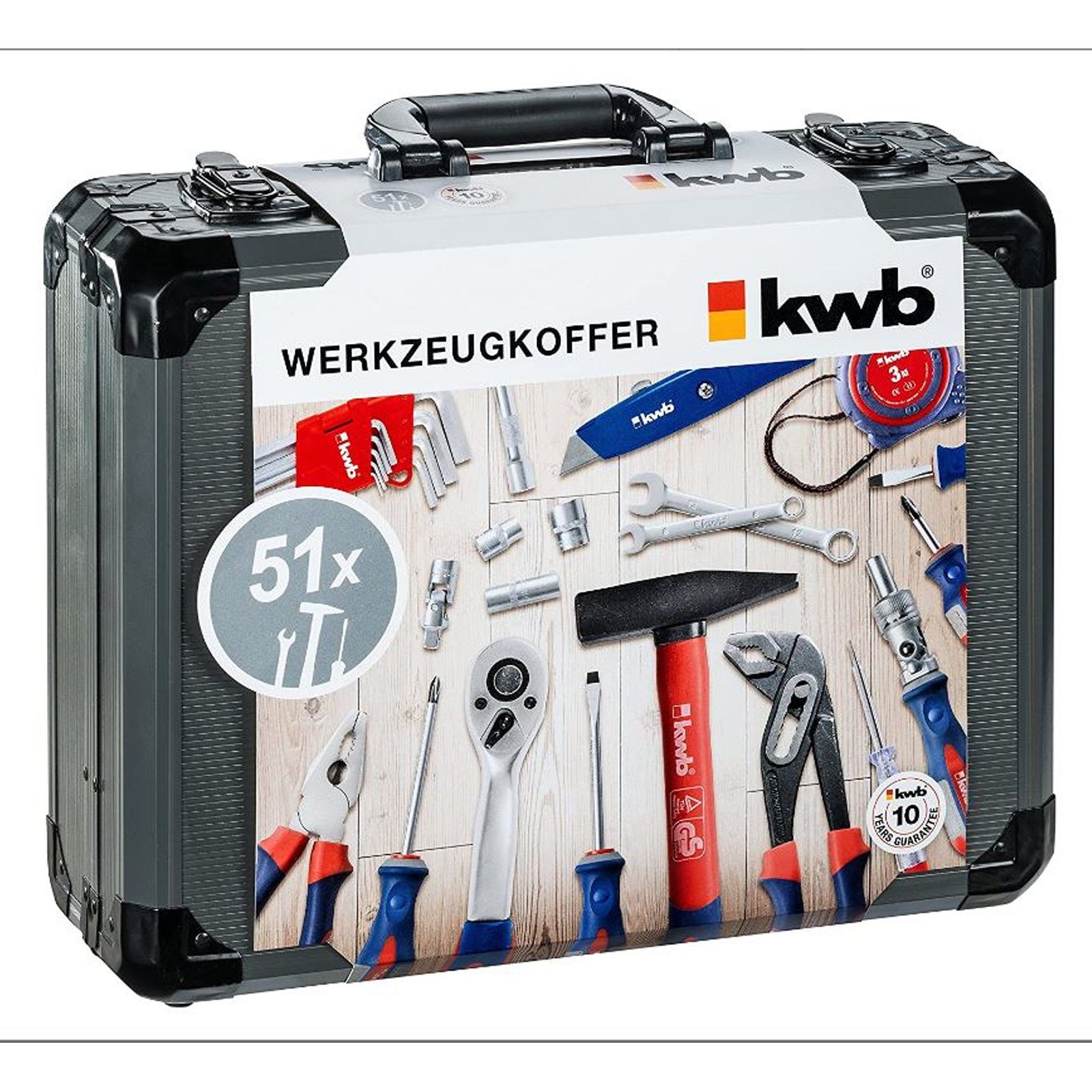 kwb Werkzeugset Werkzeug-Koffer inkl. Werkzeug-Set, 51-teilig,robust hochwertig, (Set)