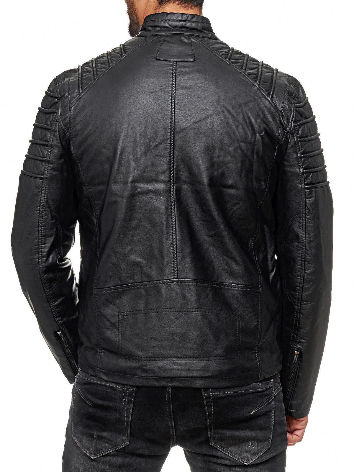 RedBridge Lederimitatjacke mit auffälligen Absteppungen im modischen Bikerstil auch in großen Größen erhältlich – Bild 3 von 5