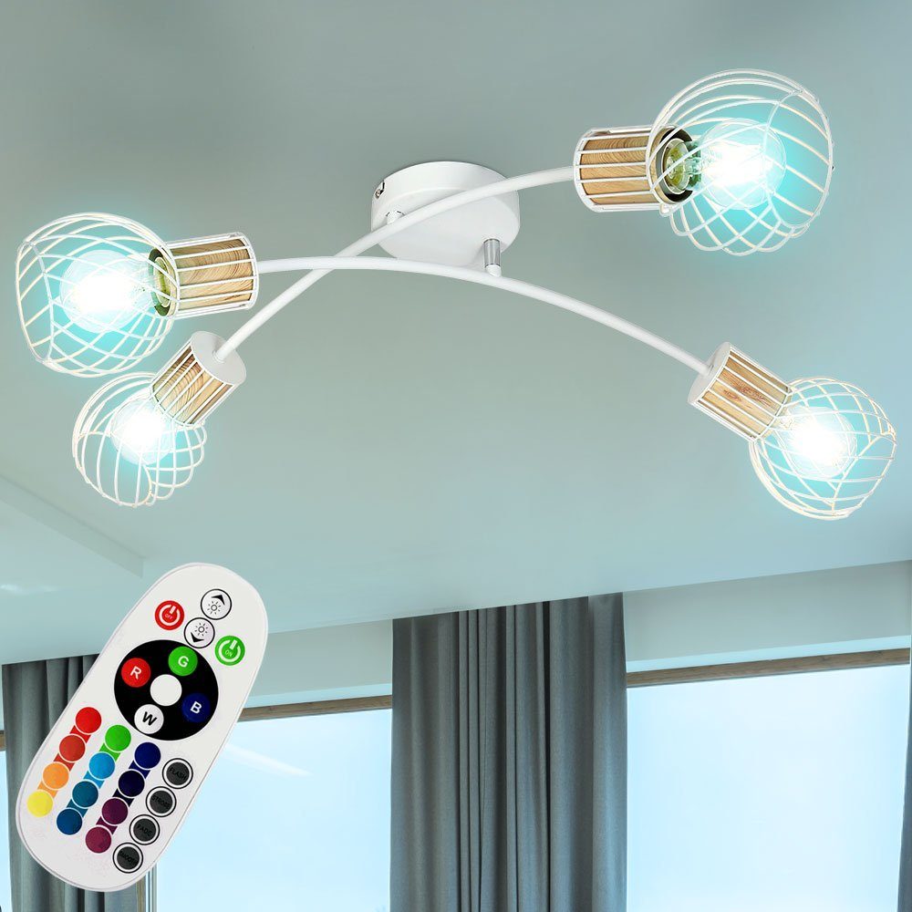 etc-shop LED Deckenspot, Leuchtmittel inklusive, Warmweiß, Farbwechsel, Retro Decken Strahler Käfig Spot Leuchte FERNBEDIENUNG Lampe