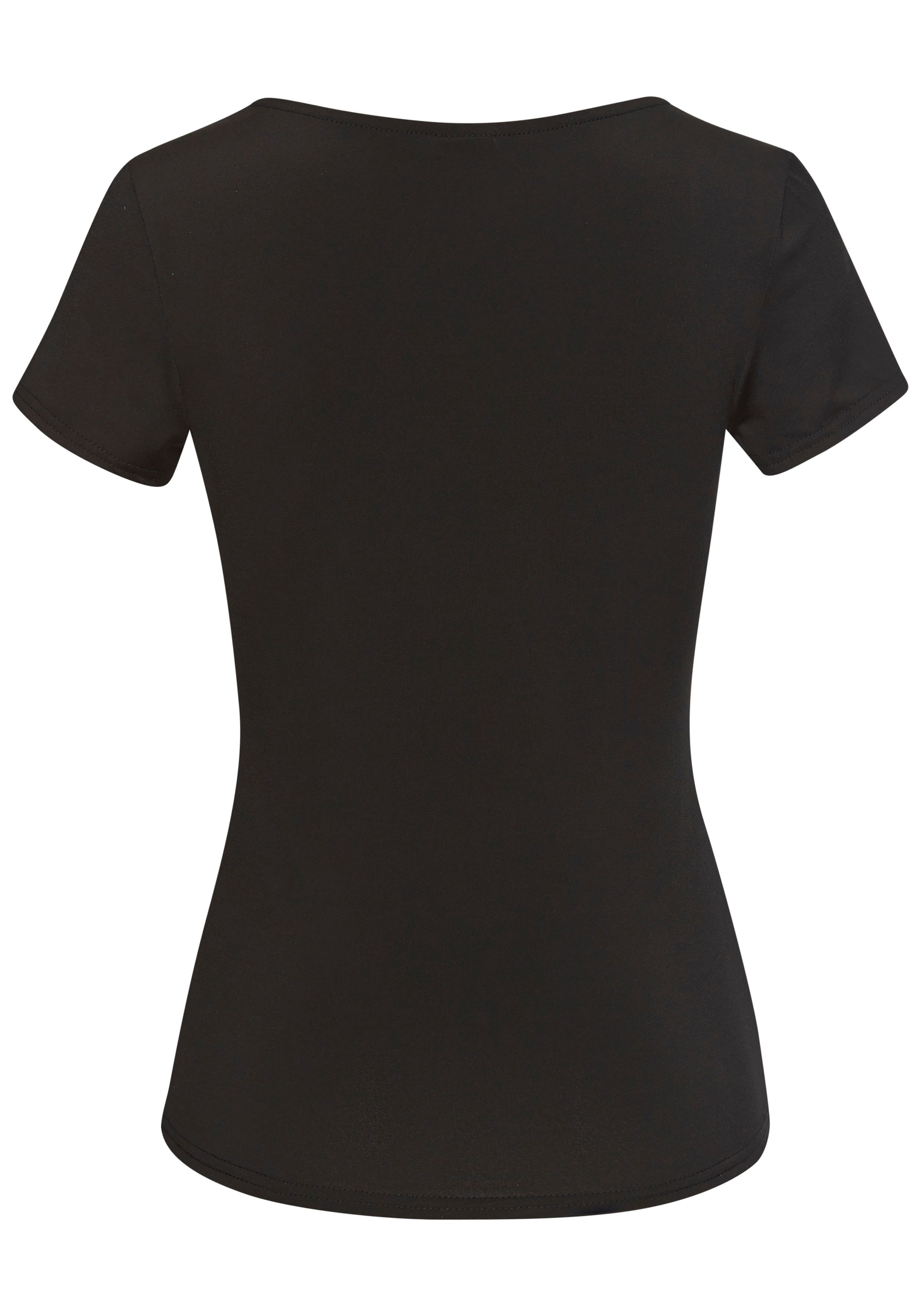 LASCANA T-Shirt aus bügelfreiem Material, elegantes Kurzarmshirt, doppellagig
