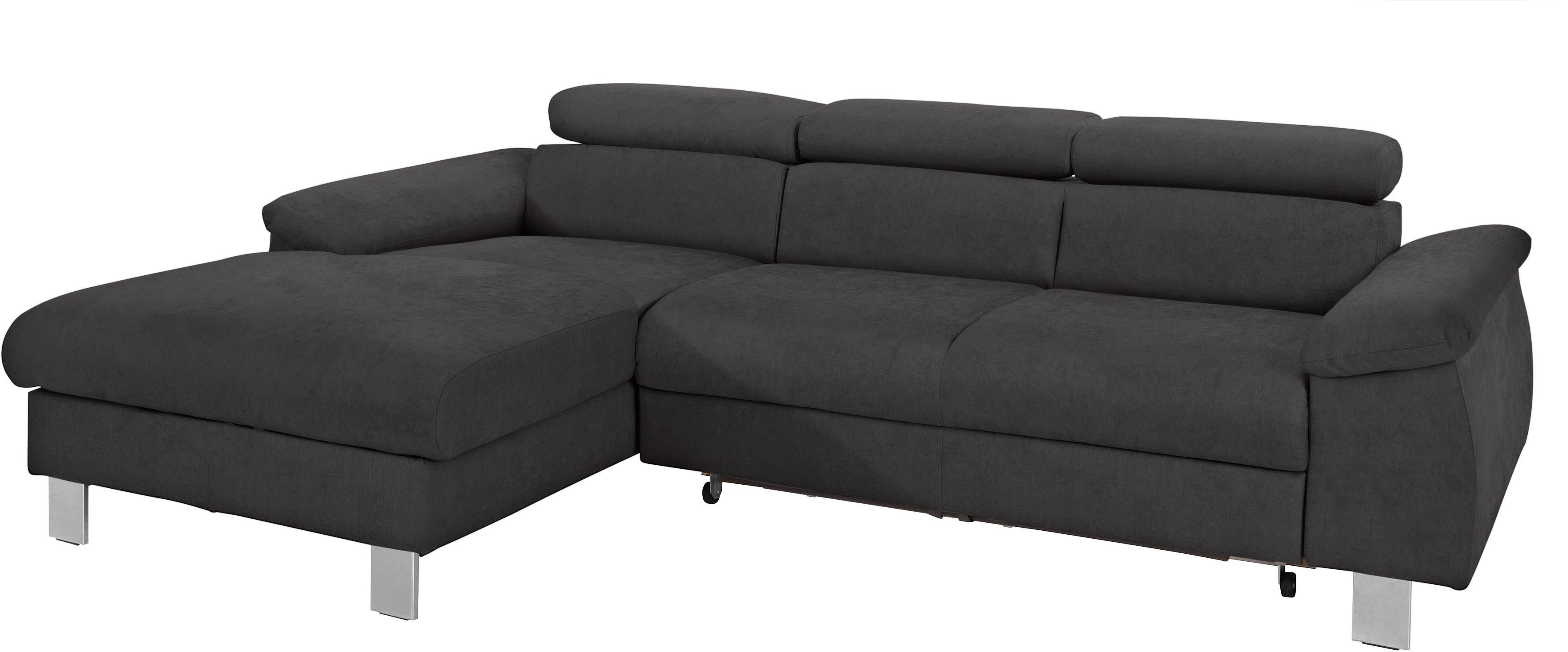COTTA Ecksofa Komaris L-Form, B: 244 cm, mit Kopfteilverstellung, optional Bettfunktion, Bettkasten & Licht