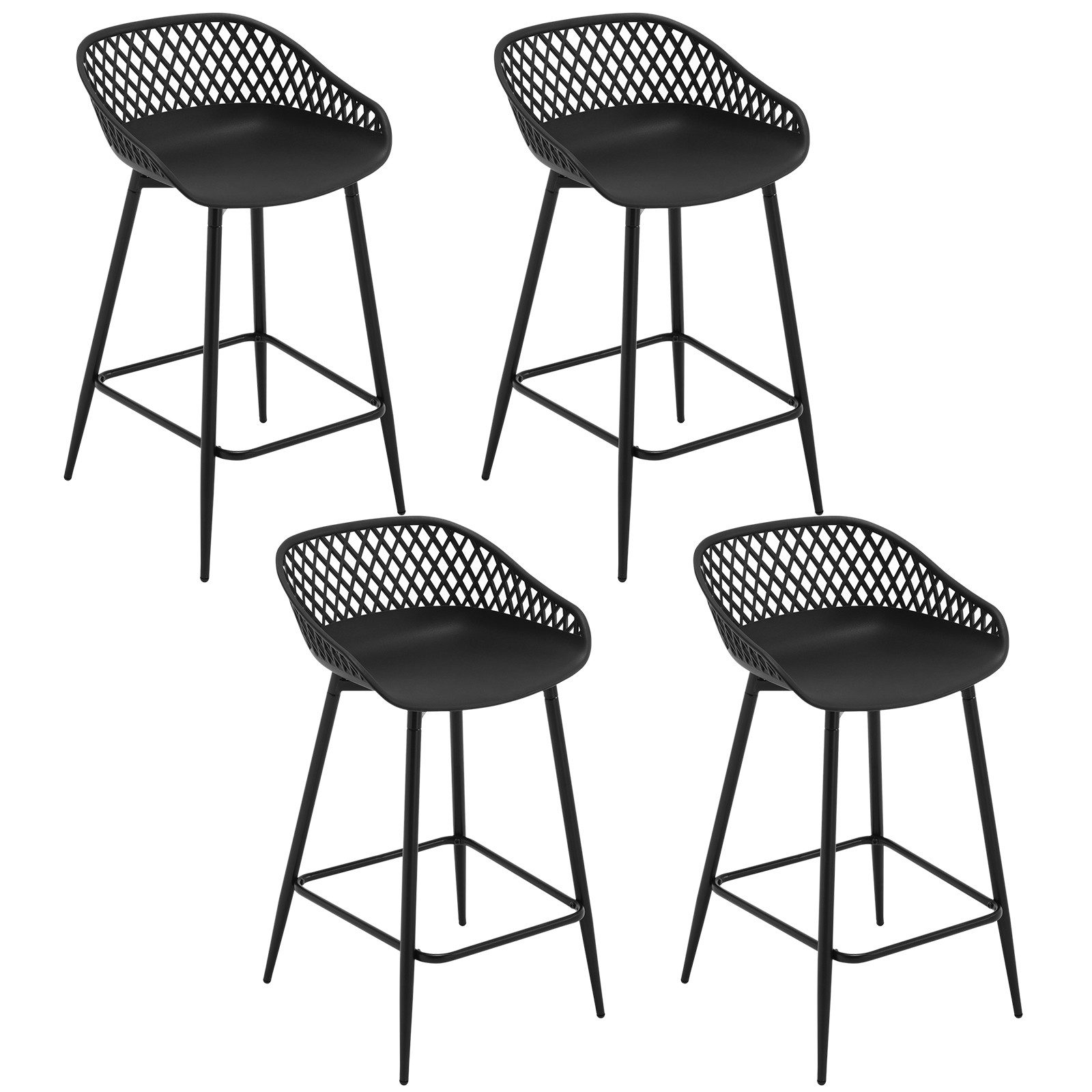 Woltu Barhocker (4 St), mit Metallbeinen, aus PP-Kunststoff, Outdoor Bar Terrasse