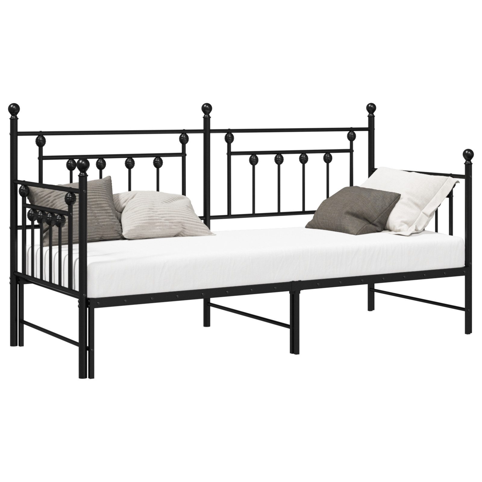 vidaXL Bett Tagesbettgestell mit Ausziehbett Schwarz günstig online kaufen