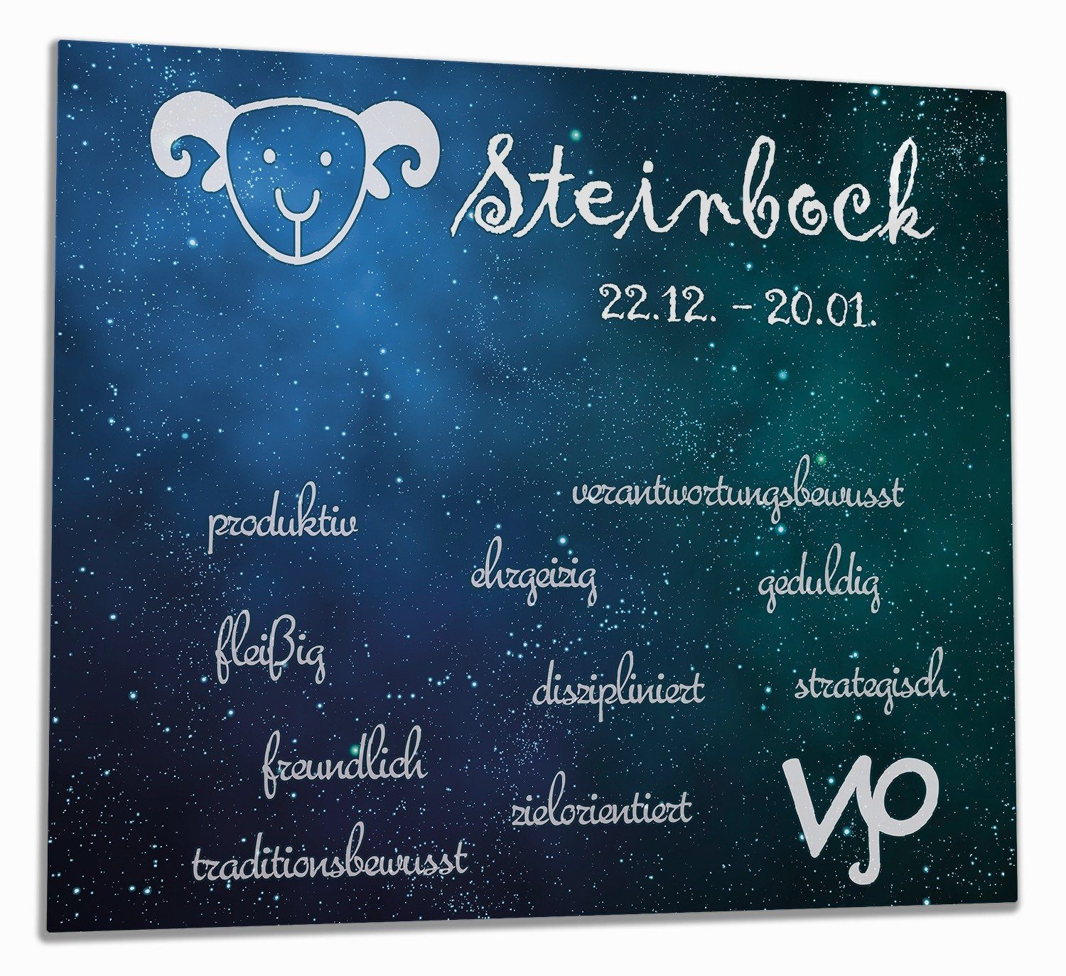 Wallario Herd-Abdeckplatte Sternzeichen Steinbock, ESG-Sicherheitsglas, (Glasplatte, 1 tlg., inkl. 5mm Noppen), verschiedene Größen