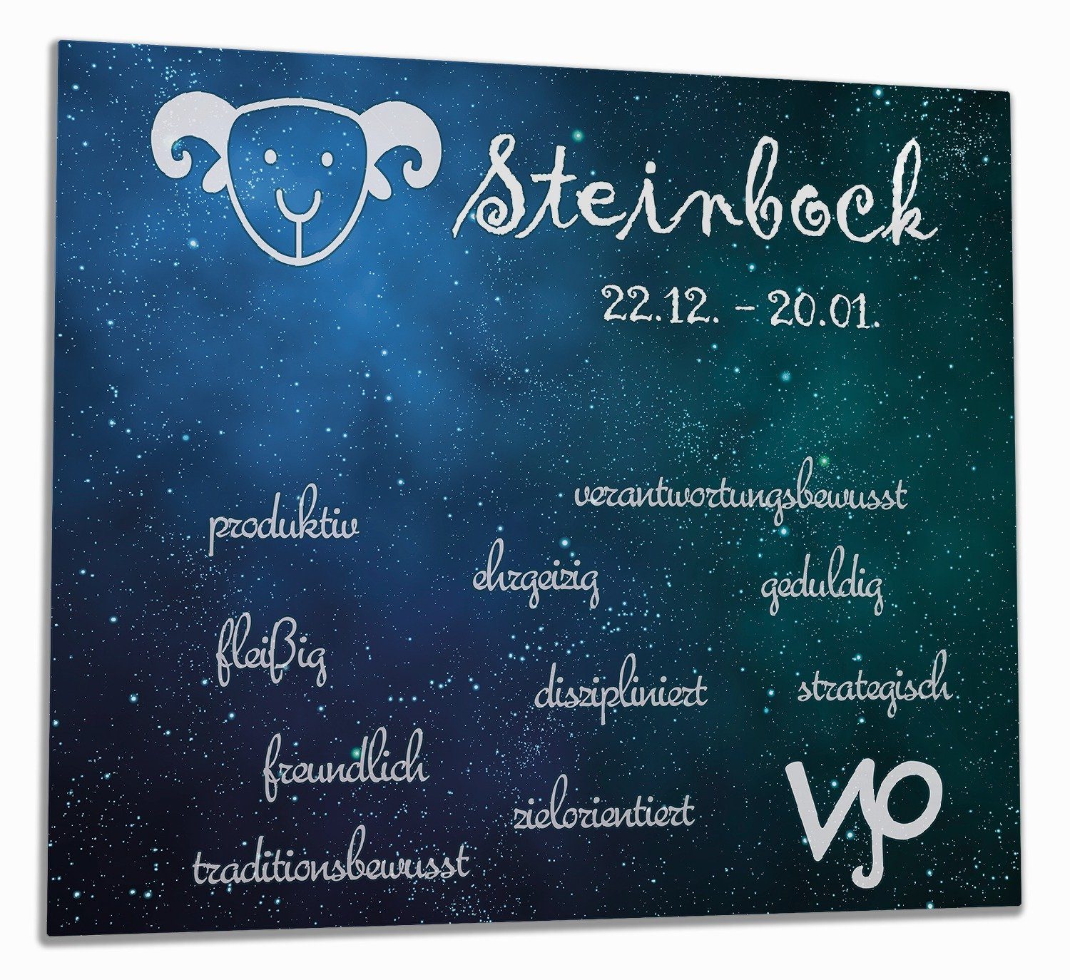 Wallario Herd-Abdeckplatte Sternzeichen 1 ESG-Sicherheitsglas, tlg., 5mm Steinbock, (Glasplatte, Größen verschiedene Noppen), inkl