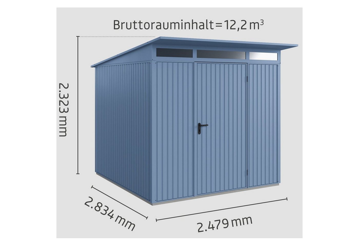 Thumbnail - Hörmann Ecostar Gerätehaus Metall-Gerätehaus Trend mit Pultdach Typ 2, 1-flüglige Tür