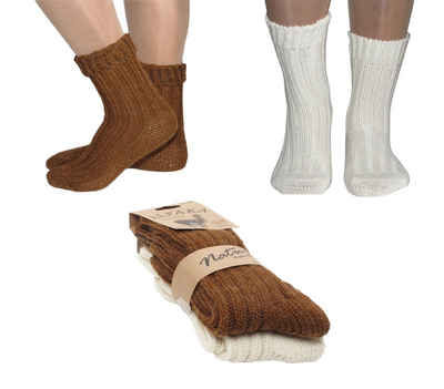 Rungassi Socken 2er Set (2Paar) Alpaka Socken Wollsocken gestrickt Strümpfe 39-42 Weiß