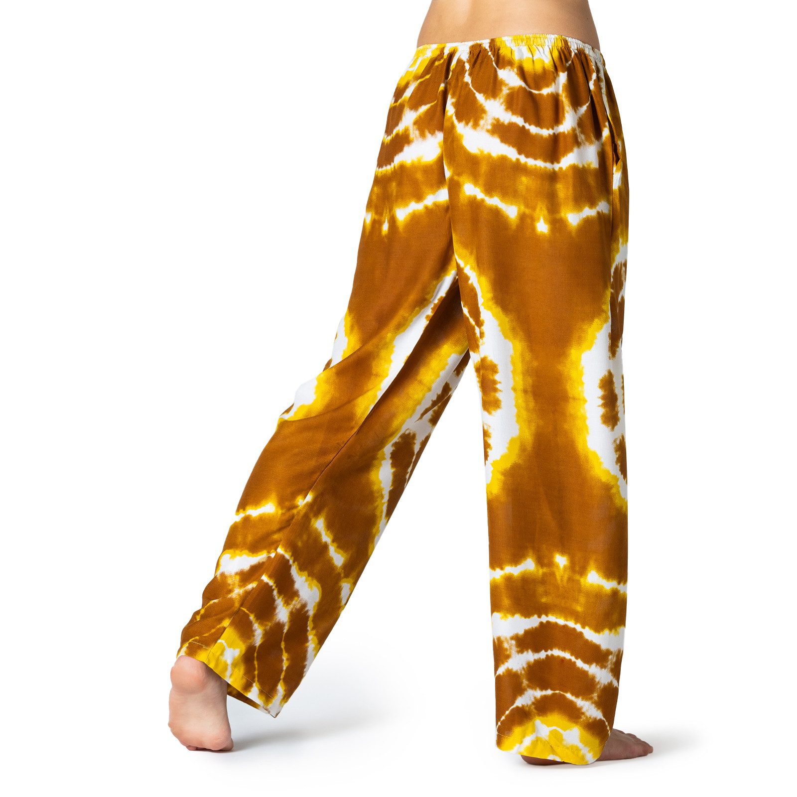 PANASIAM Loungehose Tie-Dye Relaxhose aus 100% Viskose Boho Haremshose für Urlaub Freizeit Unisex Muckhose Wellnesshose Spa Hose für Yoga Sommerhose Schlupfhose