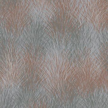 Erismann Vliestapete Floral Schilf Struktur Grau Kupfer Metallic 10380-48 Collage Erismann