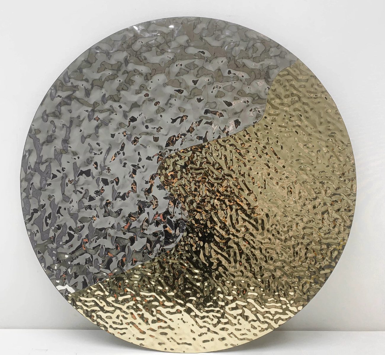 Quality Elegance Metallbild Modernes 3D Wandbild – Handgefertigte Wasserwellen-Kunst aus Edelstahl, 60x60cms