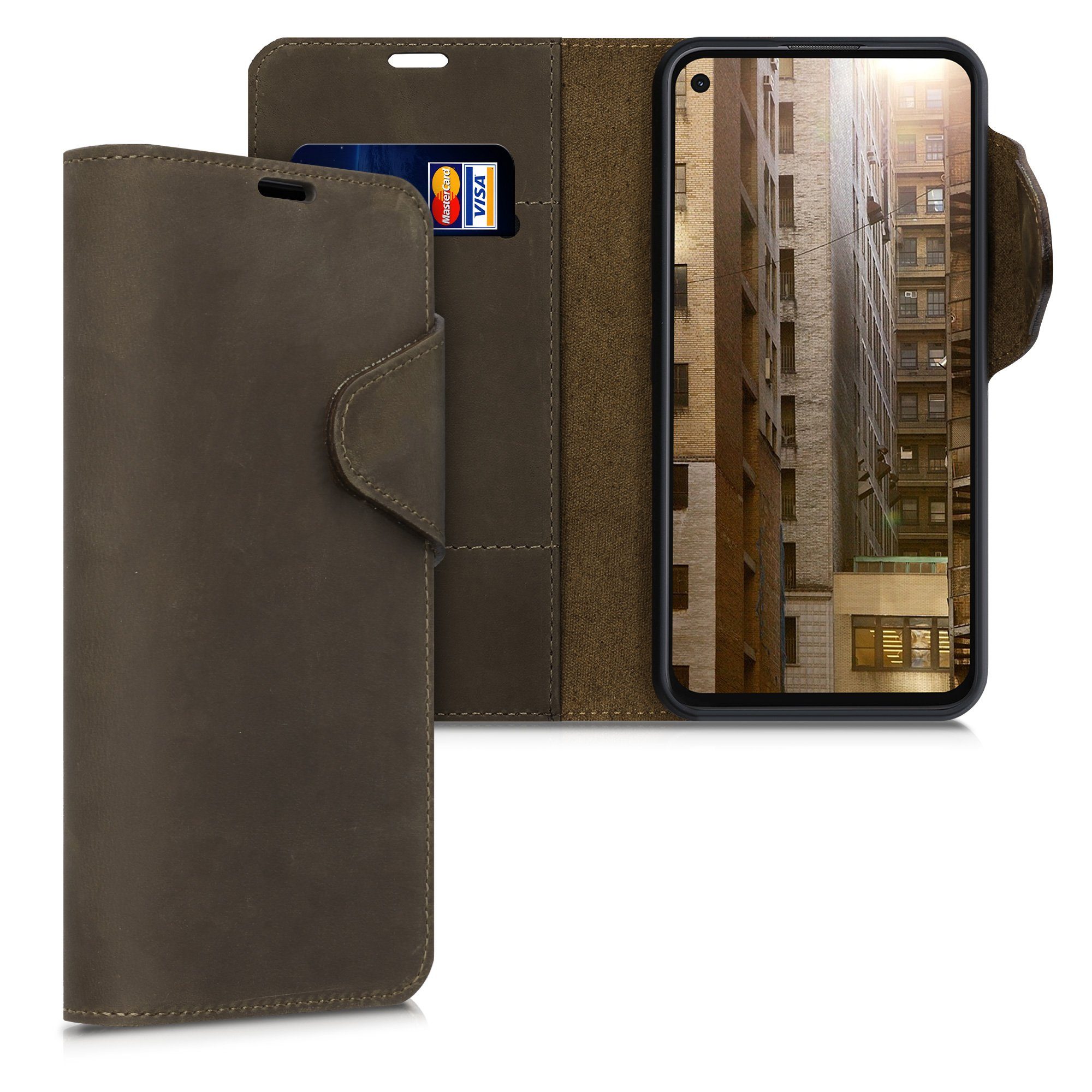 kalibri Handyhülle Hülle für Google Pixel 4a, Leder Handyhülle Handy Case  Cover - Schutzhülle Lederhülle