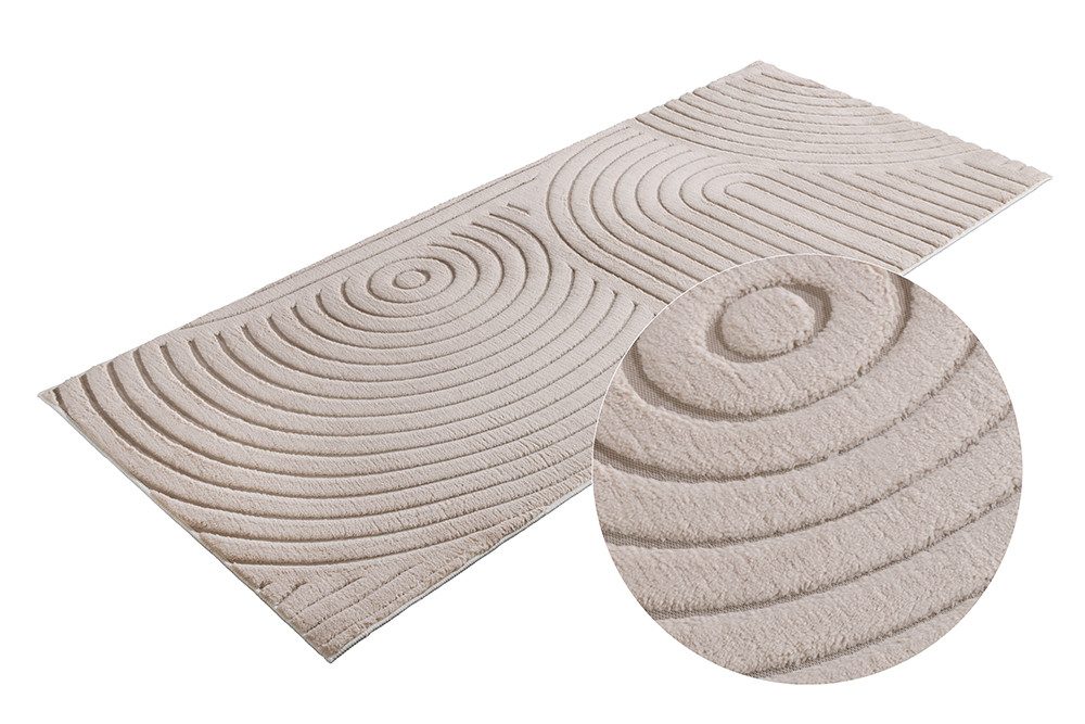 riess-ambiente Läufer ART DECO 200x80cm beige/creme - 3D-Strukturflor, Hoch-Tief-Effekt, rechteckig, Höhe: 9 mm, weiche Haptik & für Fußbodenheizungen – ideal für Deinen Flur