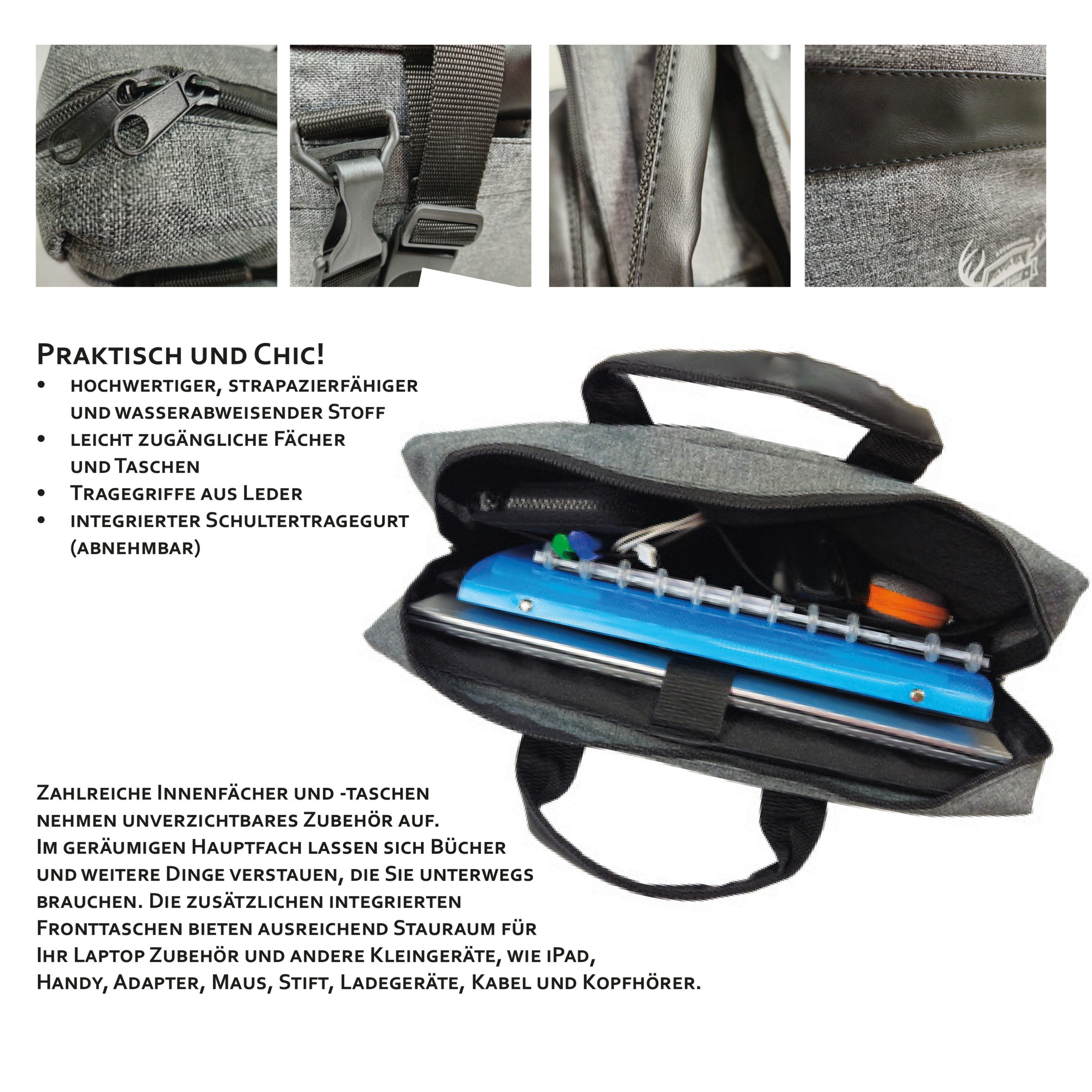 BambiniWelt by Rafael K. Laptoptasche Laptoptasche Umhängetasche Aktentasche Schultergurt 15/17 Zoll, strapazierfähiger und wasserabweisender Stoff, gepolstert