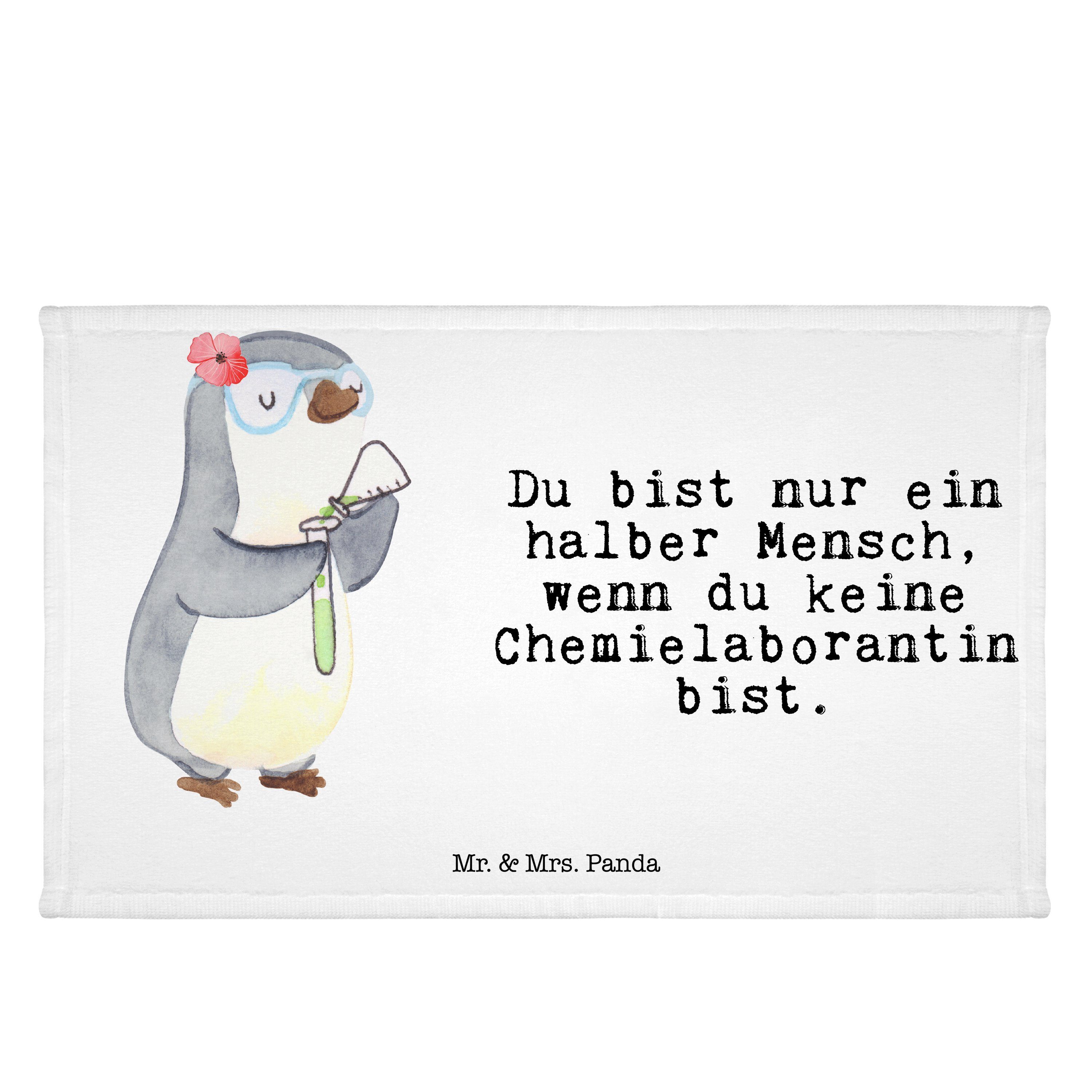Mr. & - Geschenk, mit (1-St) Sport Weiß Han, Reisehandtuch, Handtuch Mrs. Panda Chemielaborantin - Herz