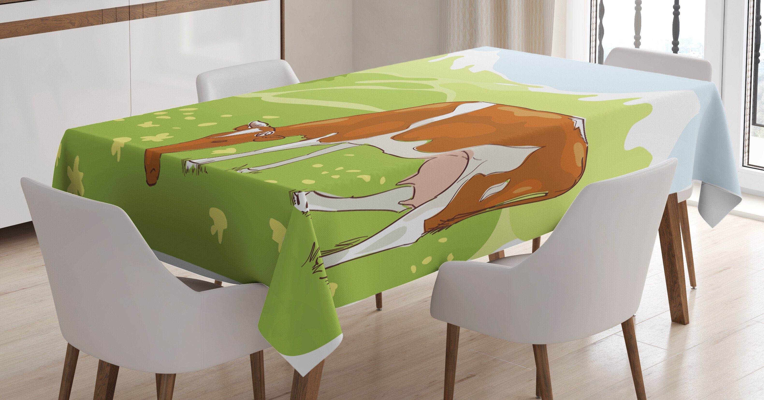 Farben, Waschbar Almwiese Tischdecke Klare den Für geeignet Das Außen Bereich Farbfest Vieh Abakuhaus Natur