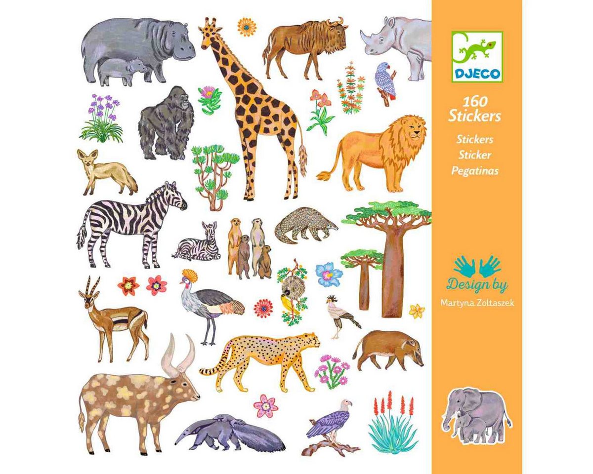 Thumbnail - DJECO Sticker Djeco Aufkleber Sticker Kenia Safaritiere 160 Stück
