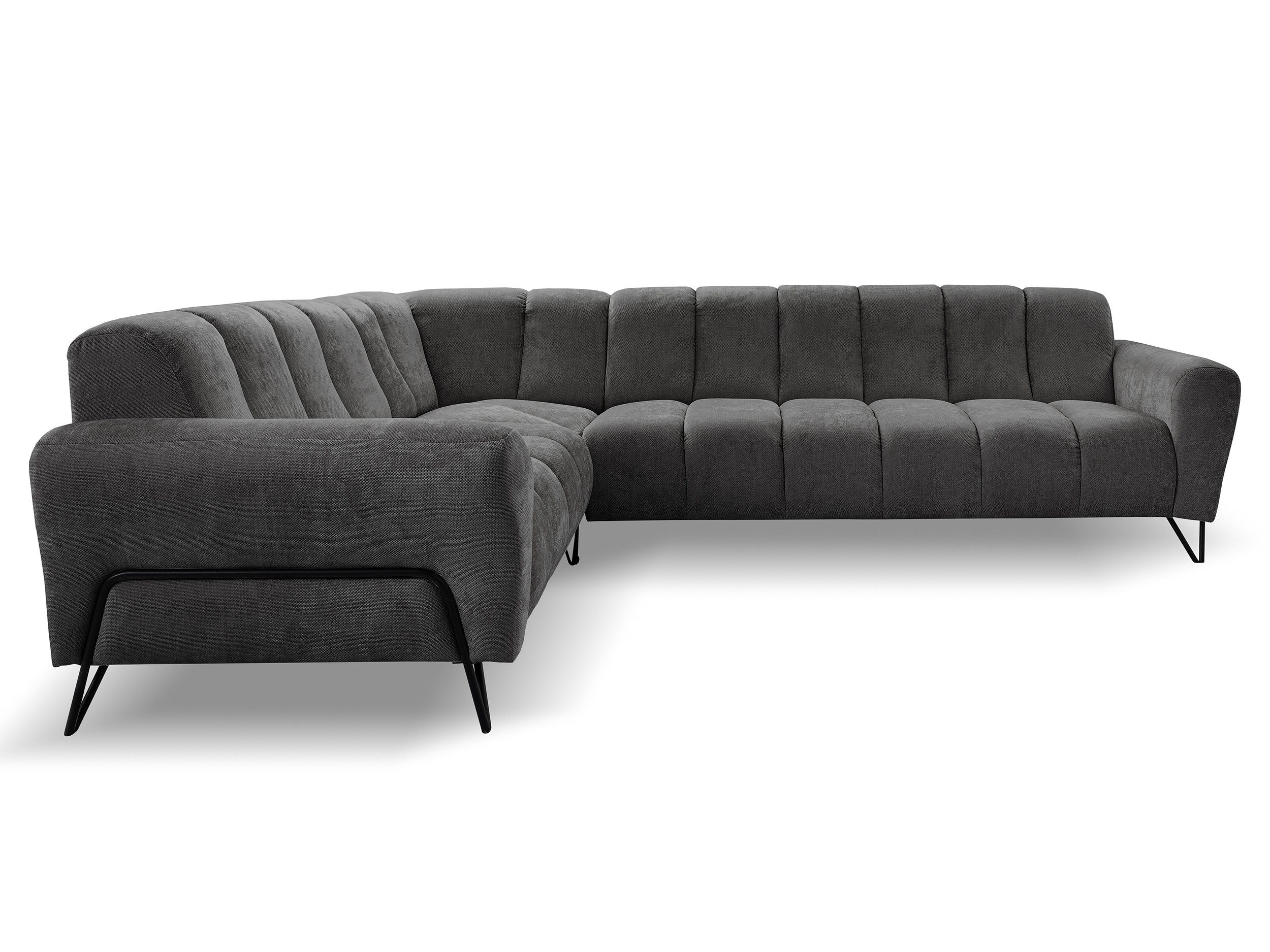 Beautysofa Ecksofa mit Metallbeine in Schwarz VOLARE L, ohne Schlaffunktion, mit höchstem Sitzkomfort – Bild 2 von 5