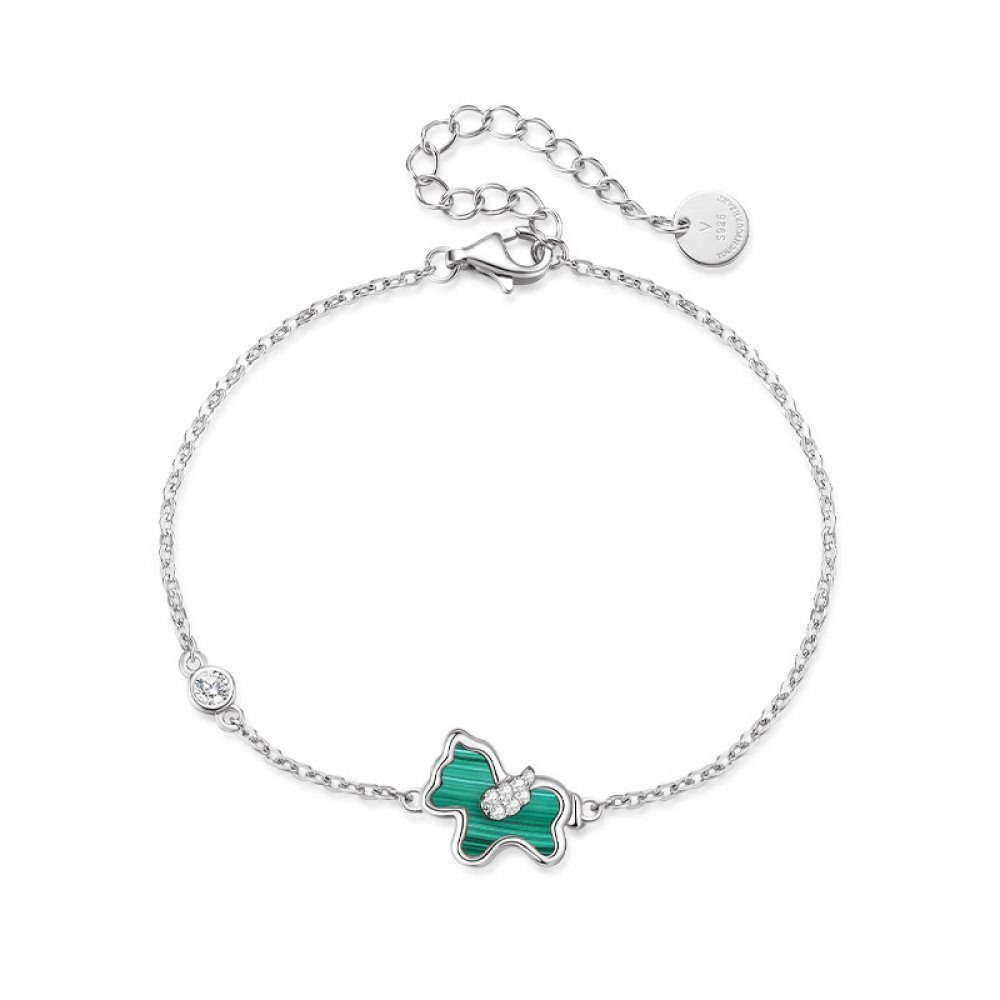 Invanter Bettelarmband Armband mit kleinem grünen Pferd aus S925-Sterlingsilber für Damen, Damen-Silberschmuck