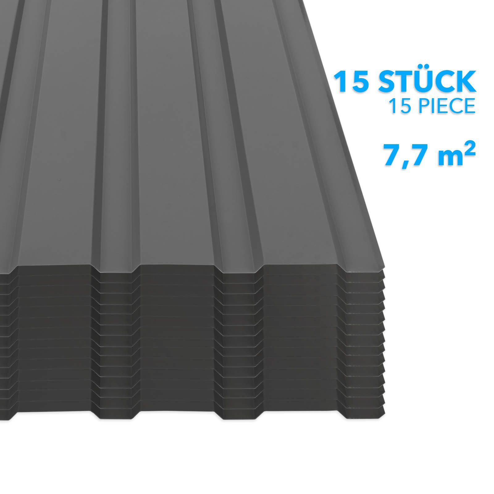 Karat Trapezblech Dachblech 7,7m² inkl Schrauben, Wandblech verzinkt, Profilblech, Blech verzinkt, 1150x450x0,25 mm (Spar-Set 15-St. 115x45 cm) wetterfest für Carport & Gartenhaus, verschiedene Farben