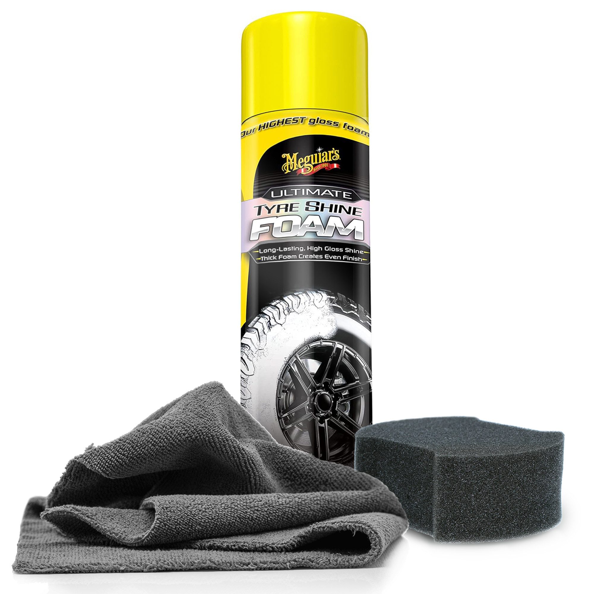 detailmate Meguiars Tyre Shine Set Reifenpflege, Reifen Schaum - Finish - UV-Schutz - Reifenfarbe