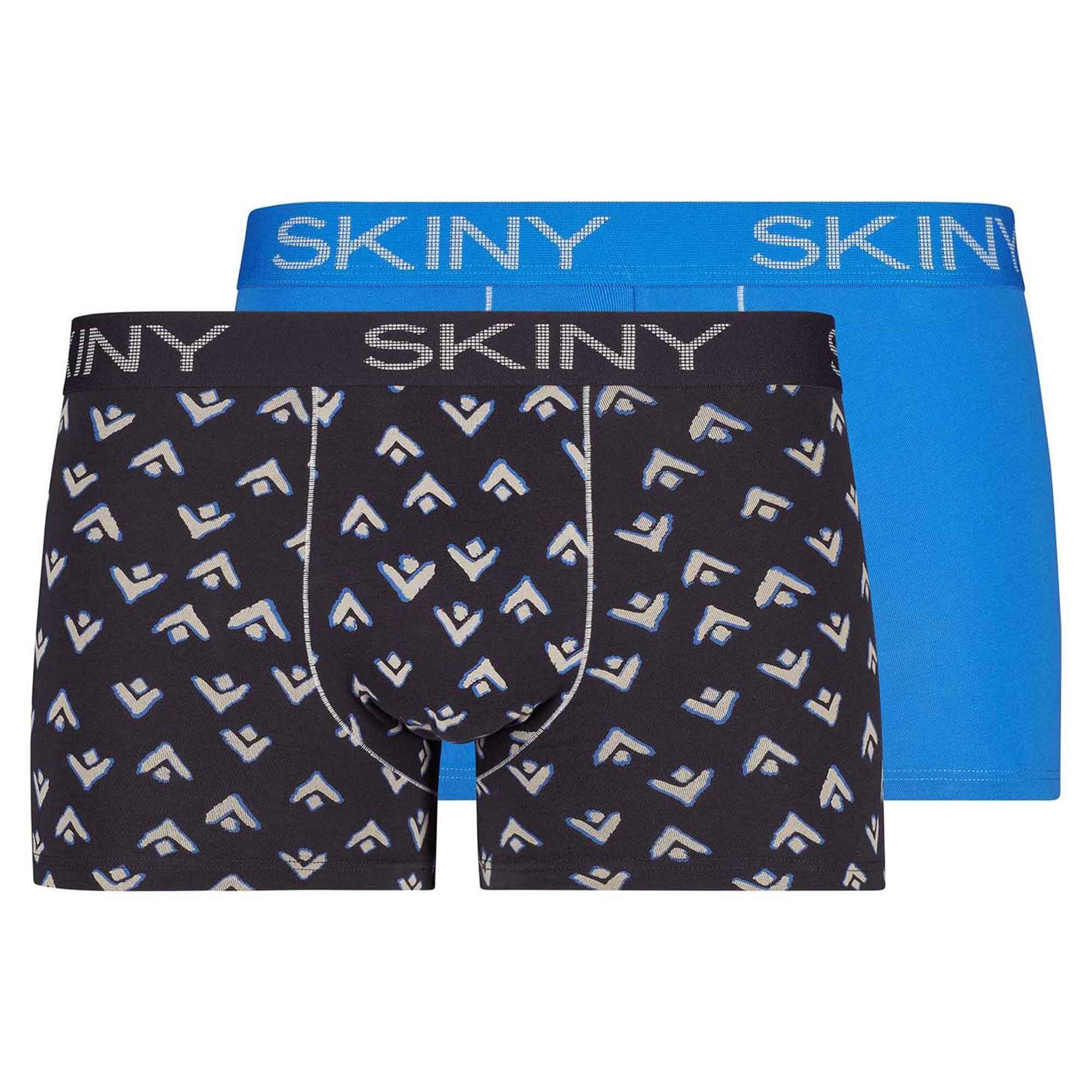 Skiny Boxer Herren Boxer Dunkelblau/Ethno 2er Pack Pants Trunks, Short, 