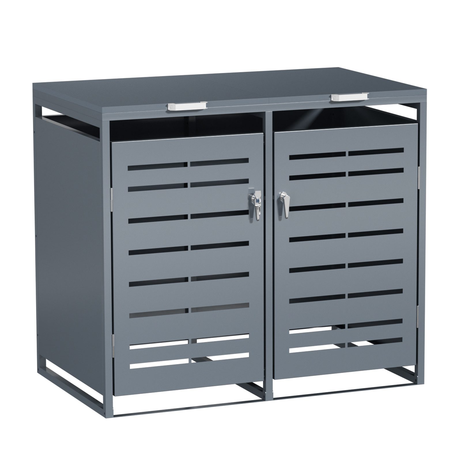 Hausright Mülltonnenbox Mülltonnenbox Metall für 120L/240L Mülltonnen Abschließbare (für 1/2 Mülltonnen), Kettenzug & Soft-Close, Mülltonnenhaus Wetterfest, UV-Beständig