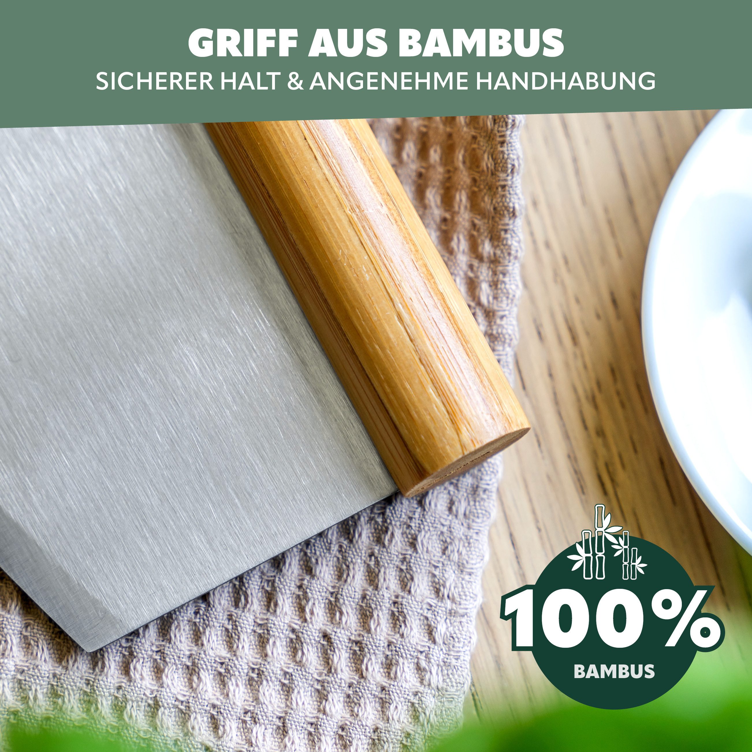 bremermann Pizzaschneider Pizzaschneider, Wiegemesser mit Holzgriff, Pizzamesser, inkl. Loch zum Aufhängen