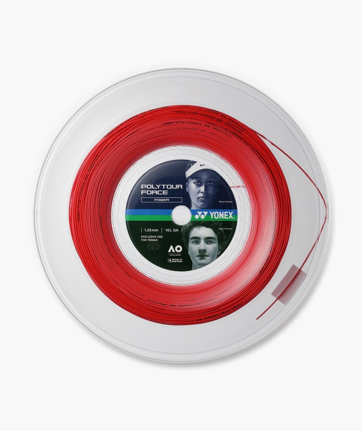 Yonex Tennissaite Poly Tour Force (Haltbarkeit+Power) rot 200m Rolle, Saitendicke: 1.25