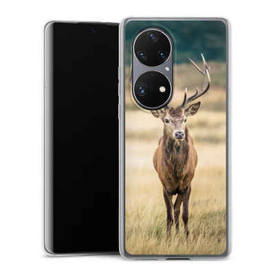 DeinDesign Handyhülle Hirsch Wald Wiese König des Waldes, Huawei P50 Pro Slim Case Silikon Hülle Ultra Dünn Schutzhülle