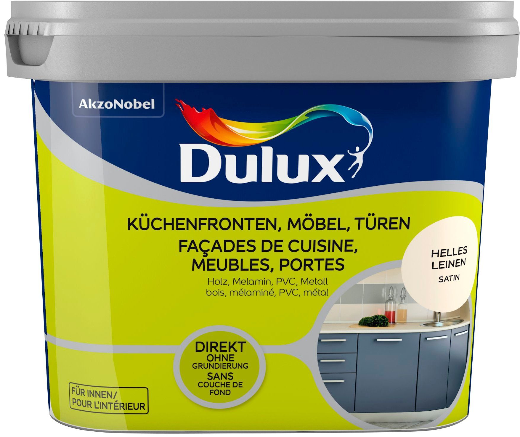 Dulux Holzlack Fresh Up, für Küchen, Möbel und Türen, hell leinen, 0,75 l