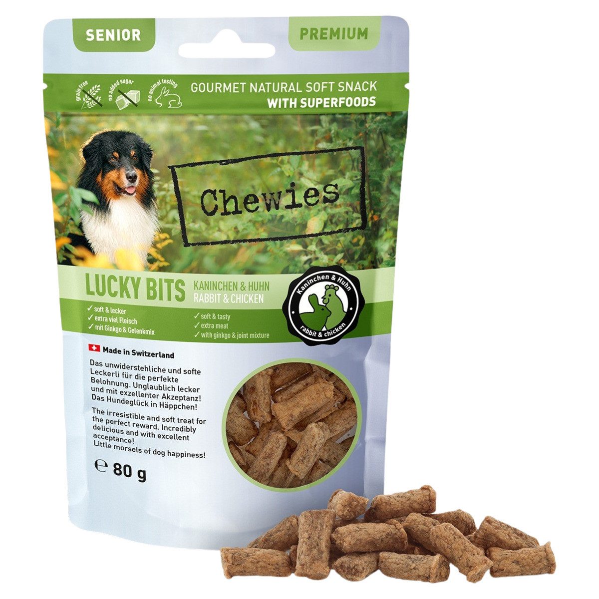 Chewies LUCKY BITS Kaninchen & Huhn Senior 80 g
