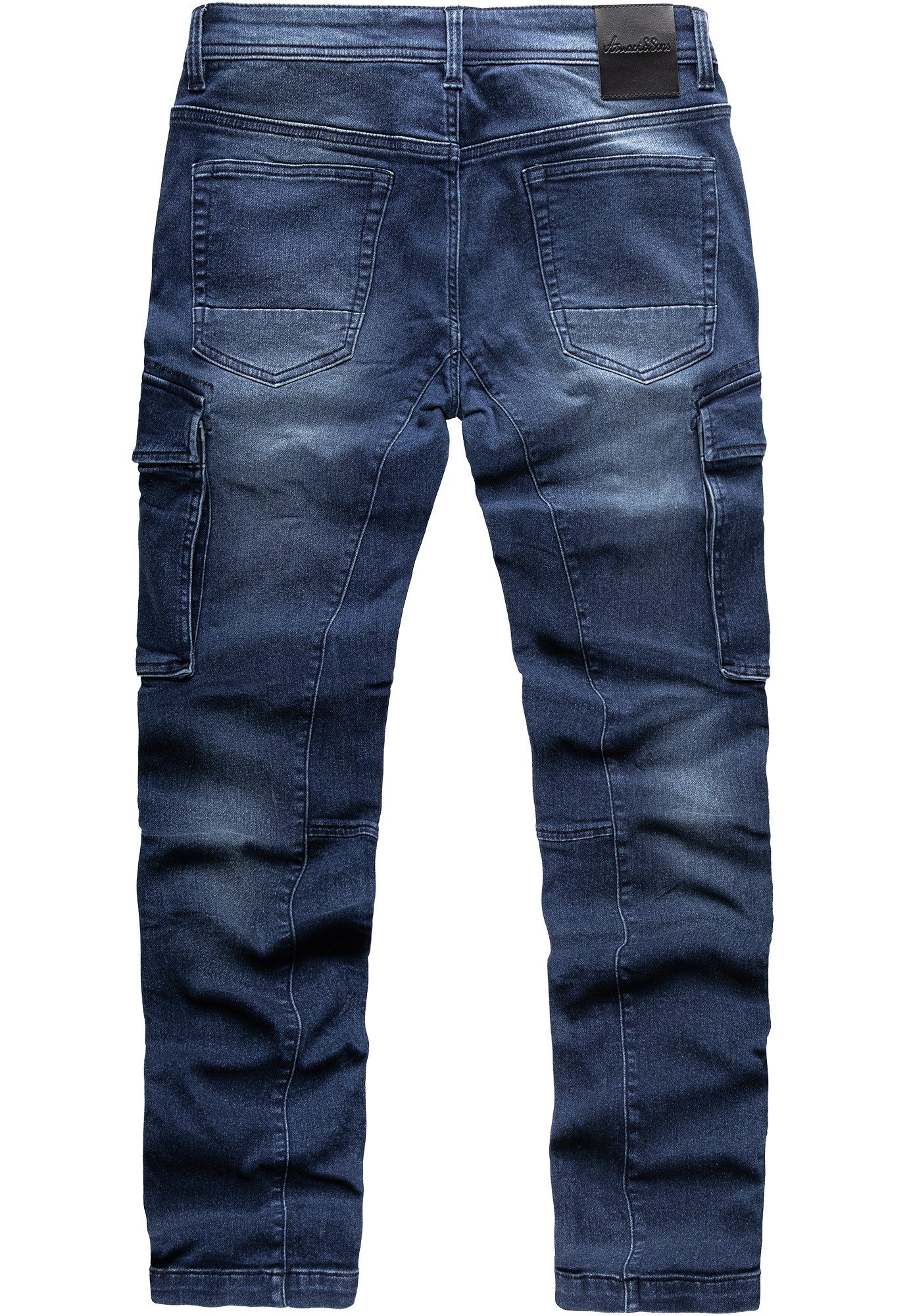 Amaci&Sons Cargojeans LINNDALE Sweathose im Denim Look Herren Sweathose in Stretch Denim Jeans
