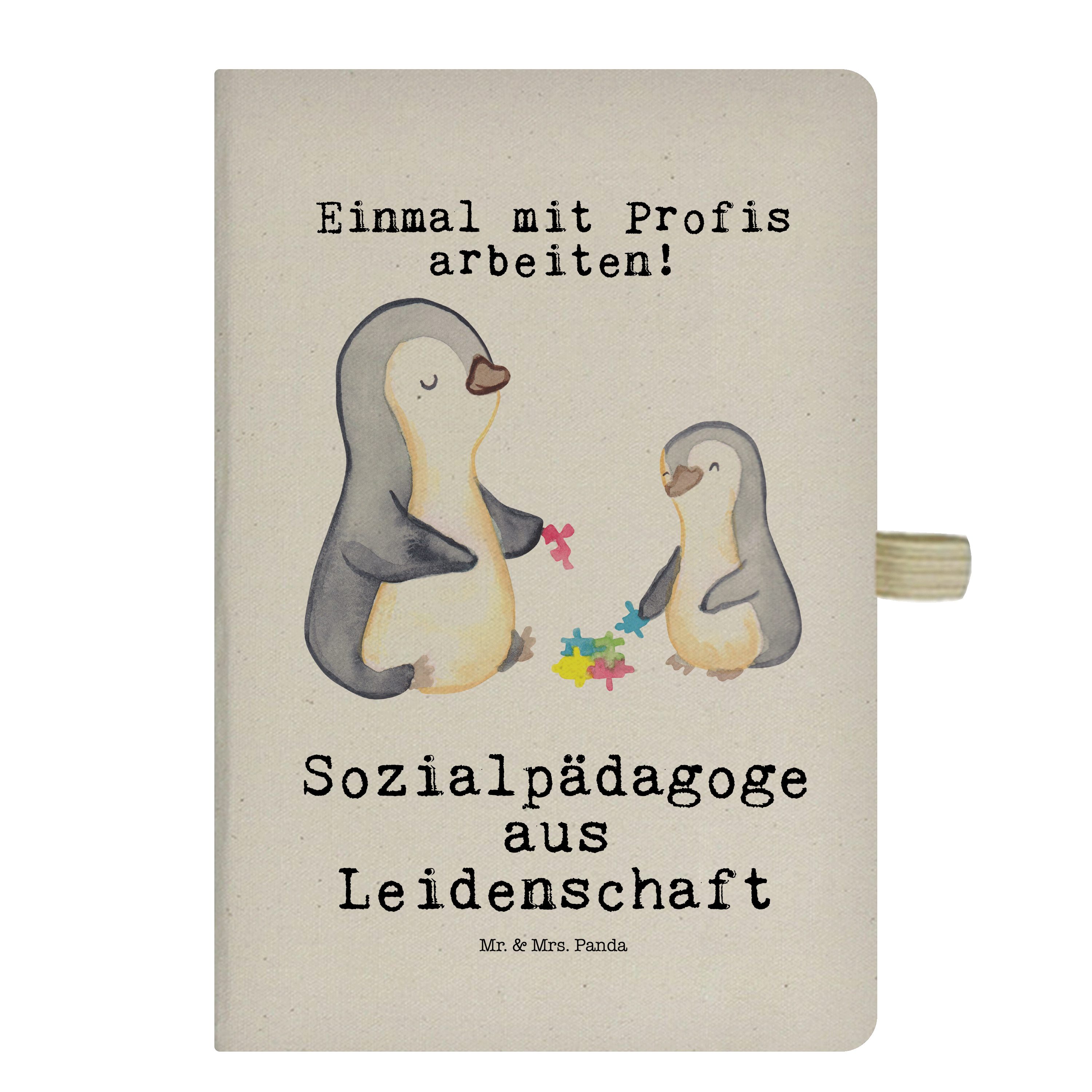Mr. & Mrs. Panda Notizbuch Sozialpädagoge aus Leidenschaft - Transparent - Geschenk, Danke, Tage Mr. & Mrs. Panda | Notizbücher