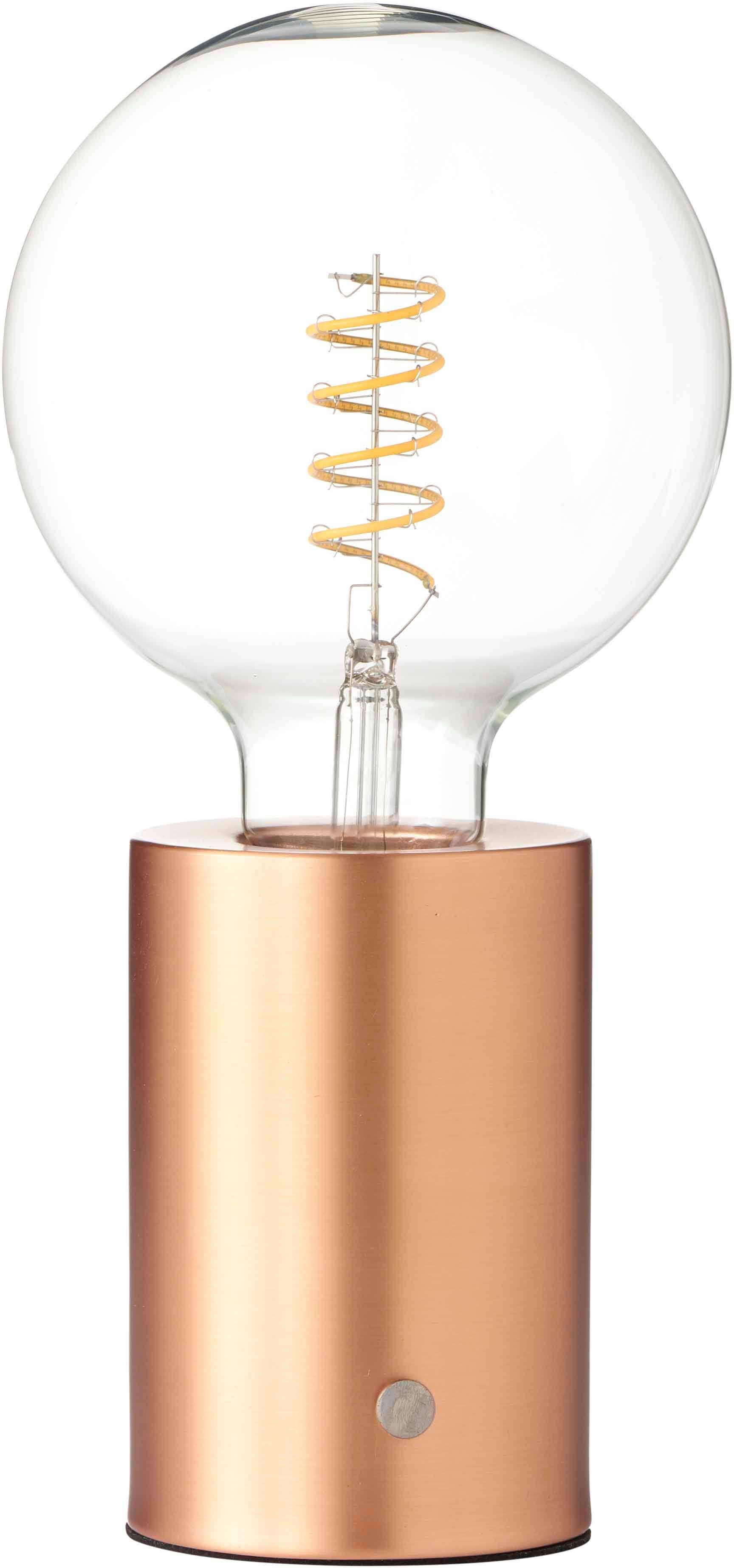 Northpoint Nachttischlampe LED Akku Tischlampe Tischleuchte Edison Glühbirne mit Glühdraht Roségold klare Birne